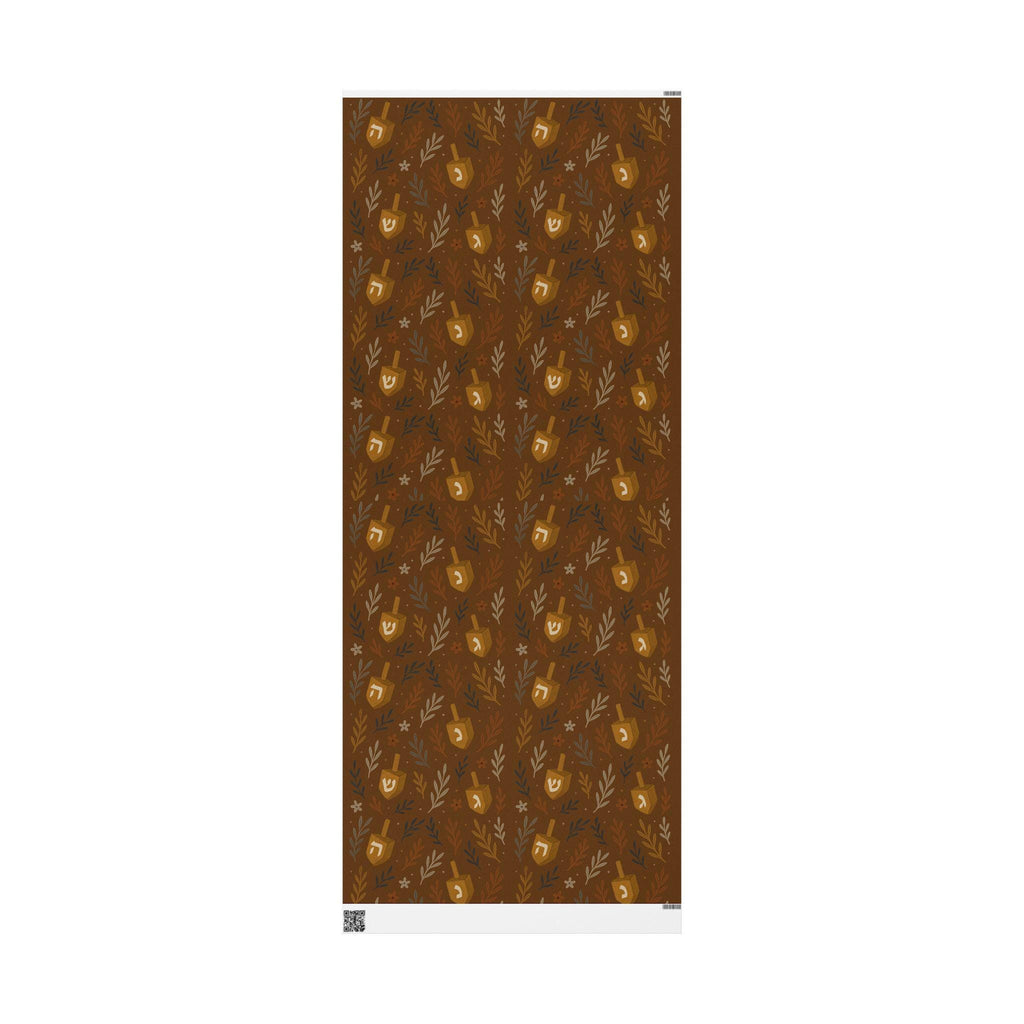 Floral Dreidel Hanukkah Wrapping Paper, Elegant Jewish Gift Wrap