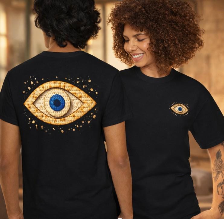 Matzah Evil Eye Passover Shirt, Modern Jewish Judaica T-Shirt, Seder Outfit