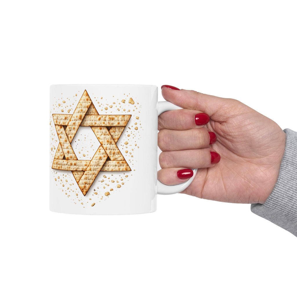 Matzah Star of David Mug, Modern Passover Judaica Drinkware