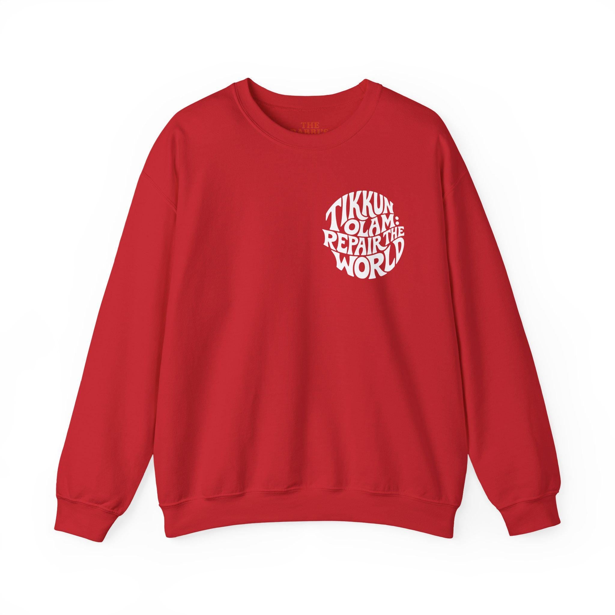 Tikkun Olam Sweatshirt Hebrew Crewneck, Jewish Social Justice Pullover Gift