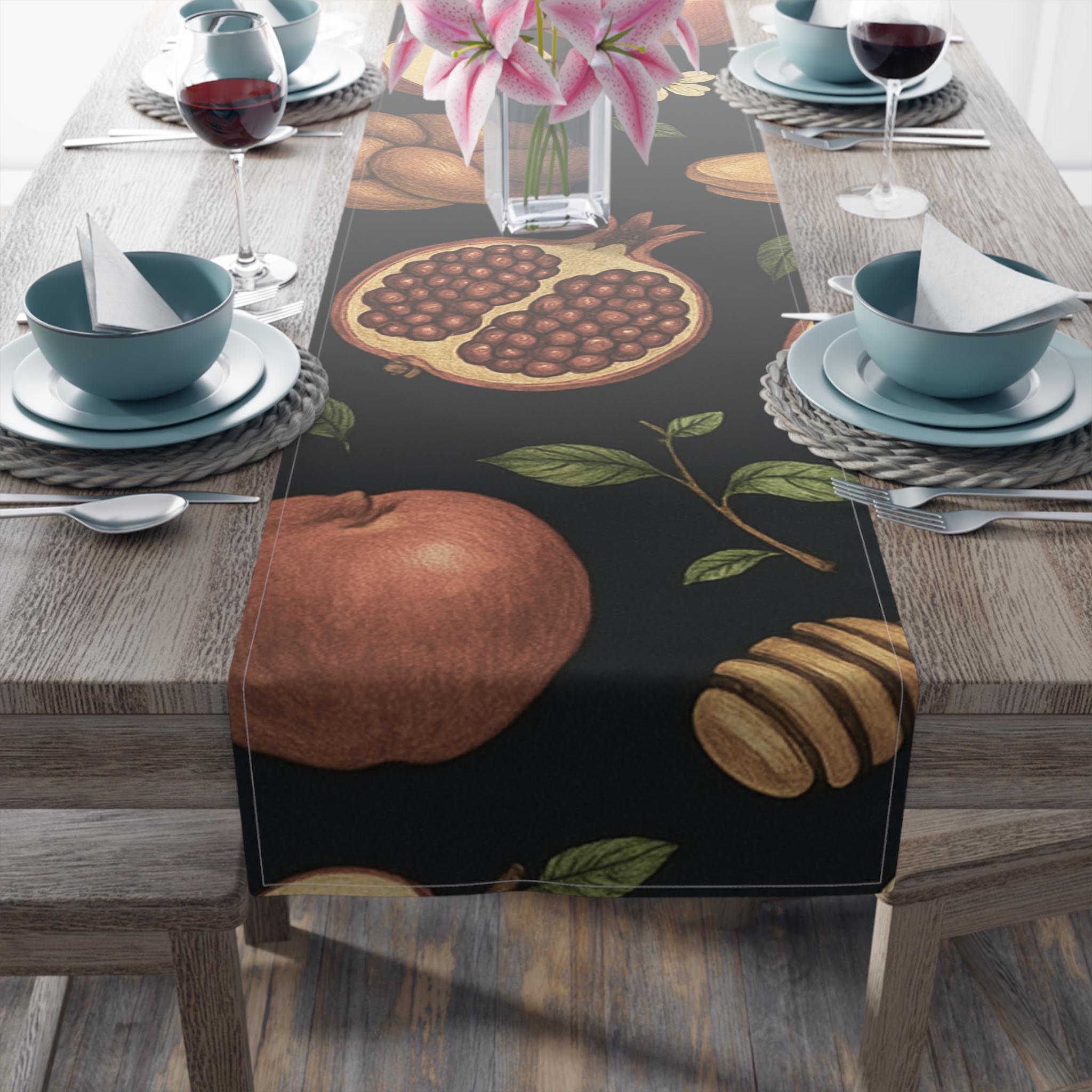 Rosh Hashanah Pomegranate Table Runner 16x90