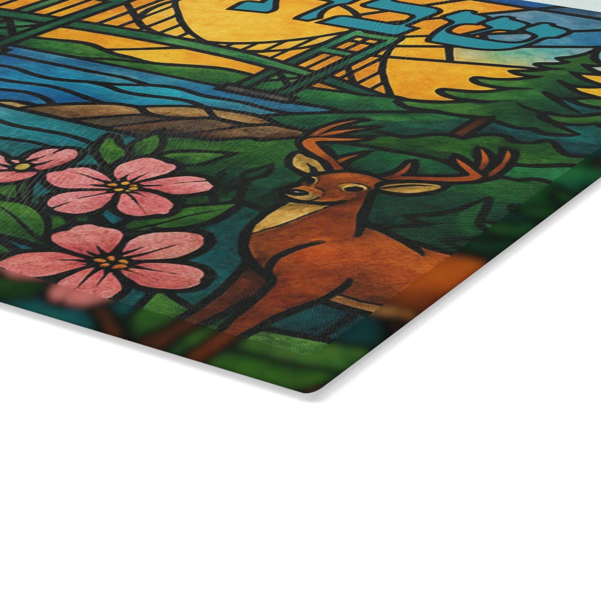 Michigan Stained Glass Challah Board, Mackinac Bridge Judaica Tray, 11x15 Shabbat Gift