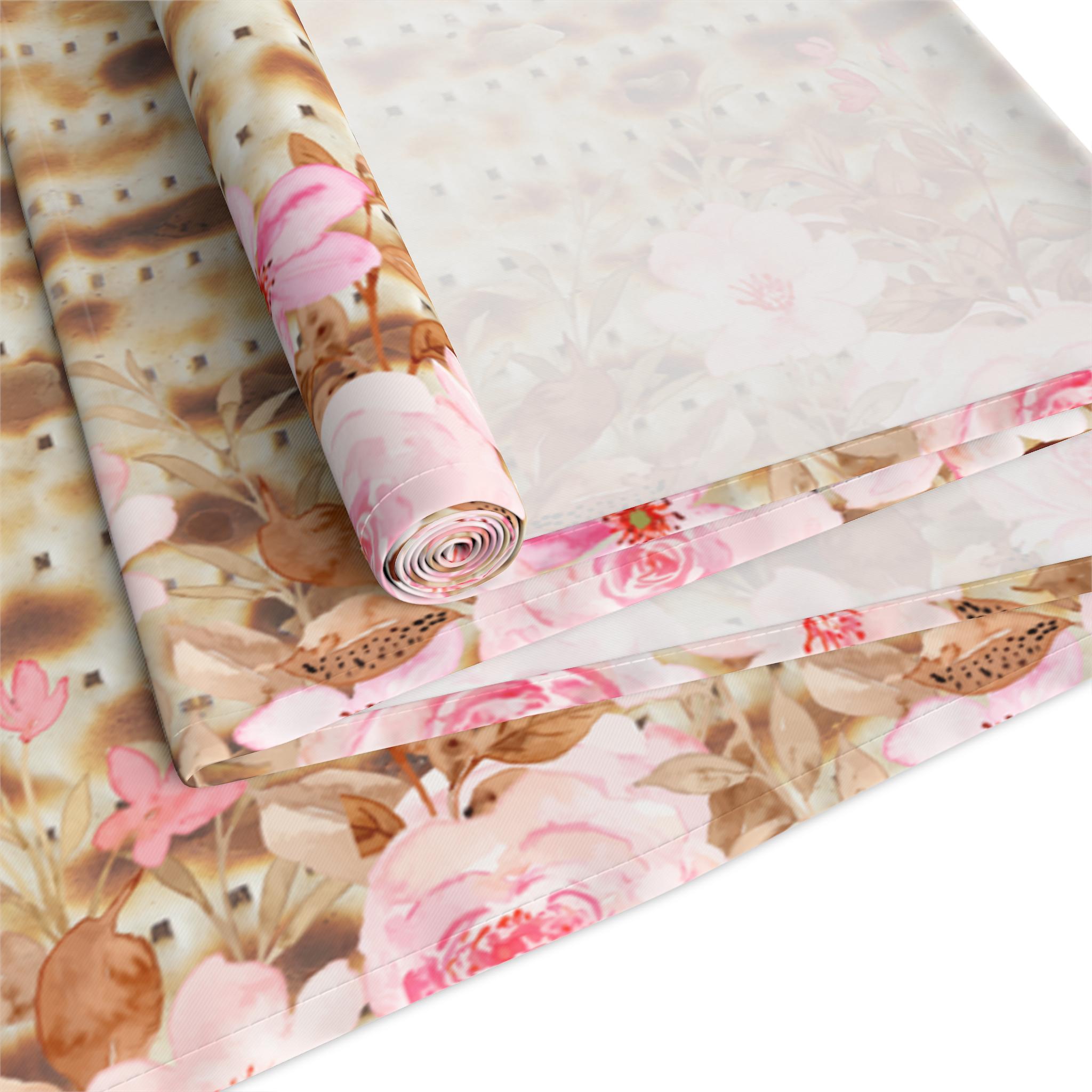 Passover Matzah Pink Floral Table Runner, Pesach Seder Judaica Decor
