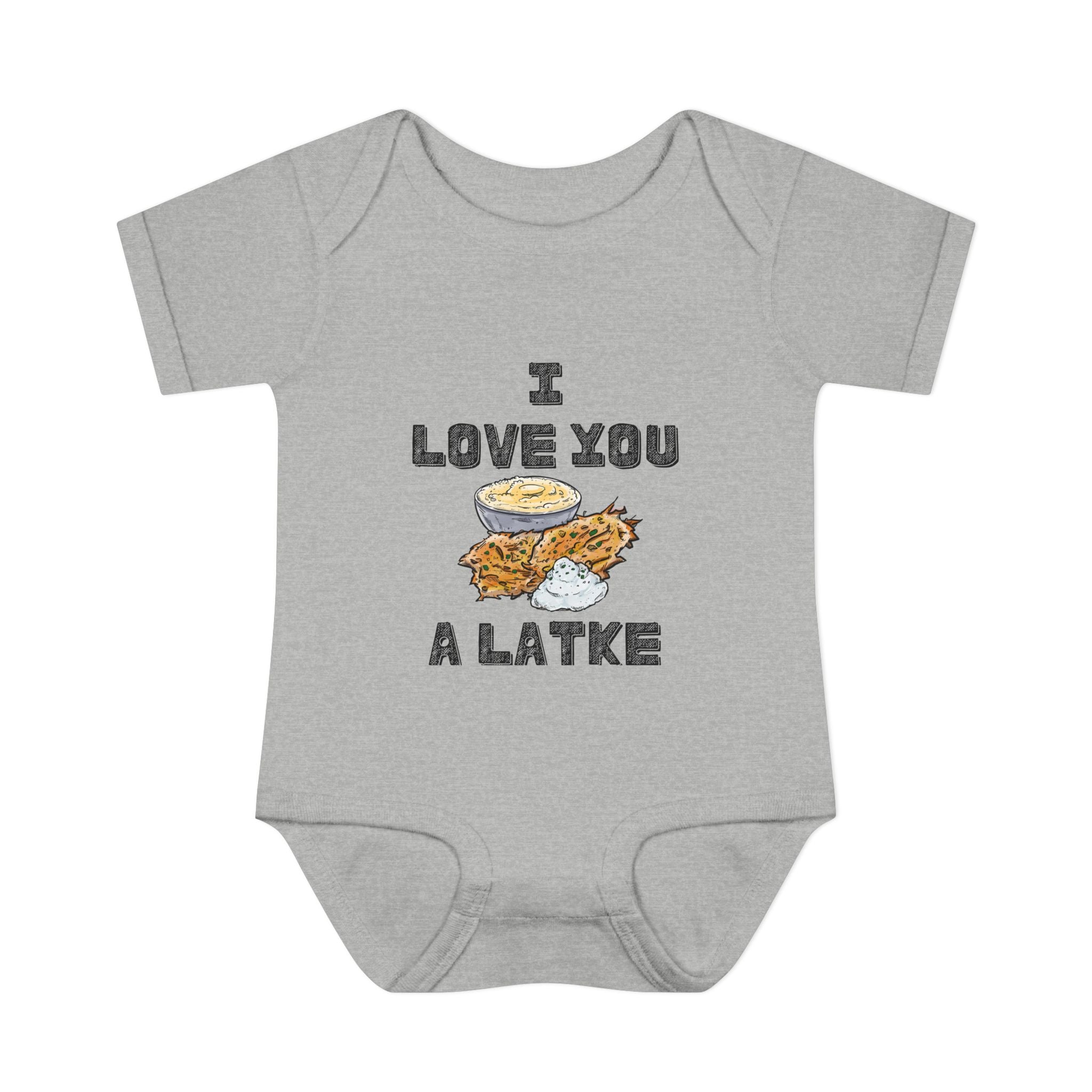 I Love You a Latke Baby Onesie | Funny Hanukkah Bodysuit | Jewish Infant Gift | Latke Baby Outfit | Cute Kosher Pun Baby Shower Gift