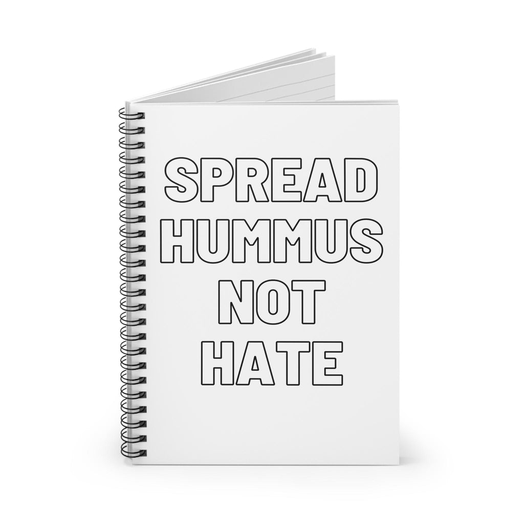 Spread Hummus Not Hate Spiral Notebook, Jewish Study Journal, 6x8 Ruled School Notebook Gift