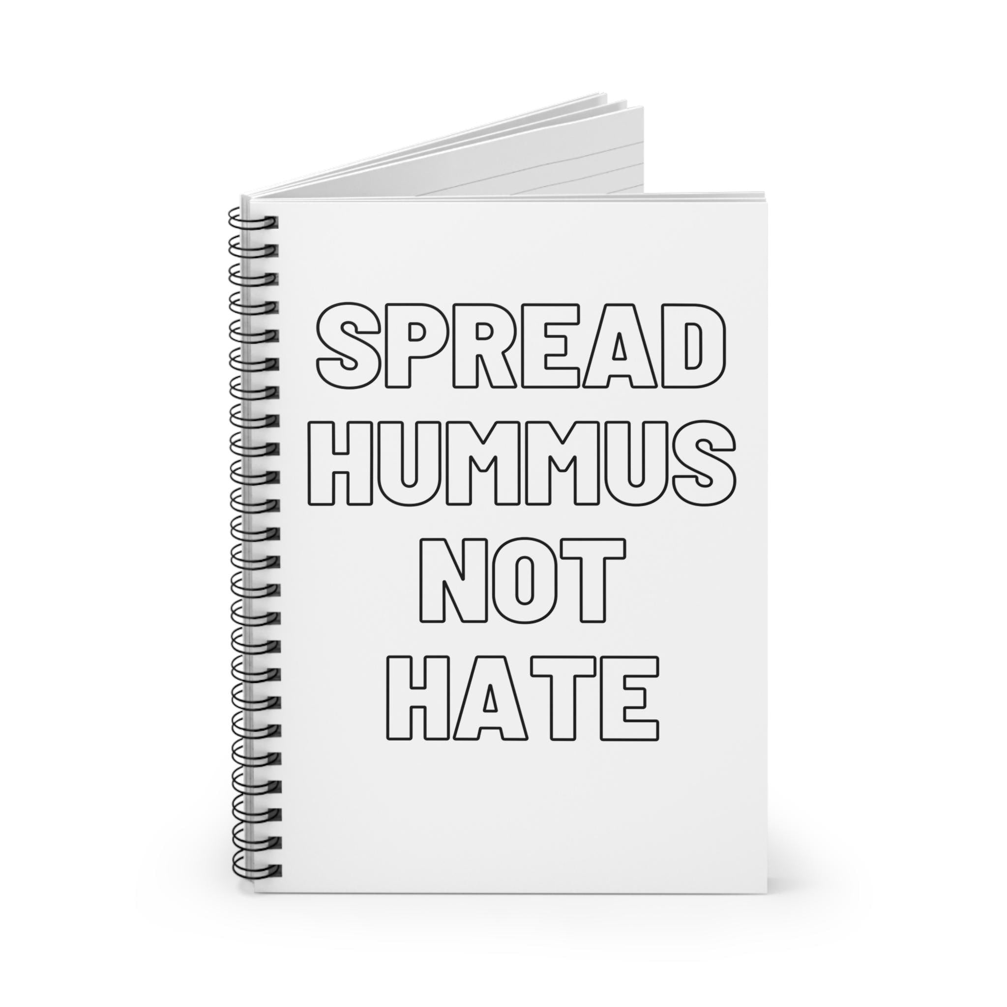 Spread Hummus Not Hate Spiral Notebook, Jewish Study Journal, 6x8 Ruled School Notebook Gift