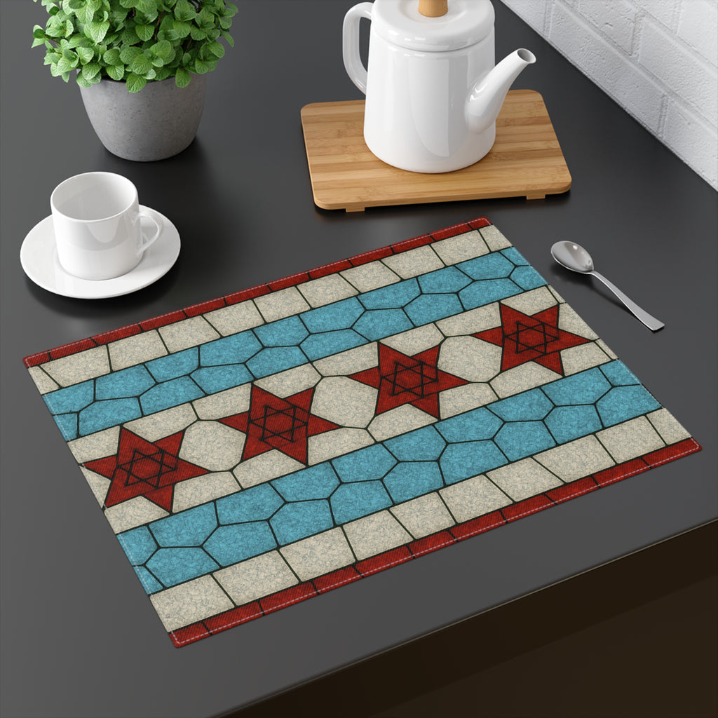 Chicago Flag Challah Cover with Stars of David | Shabbat Shalom Hebrew | Jewish Chicago Judaica | Fabric Cover
