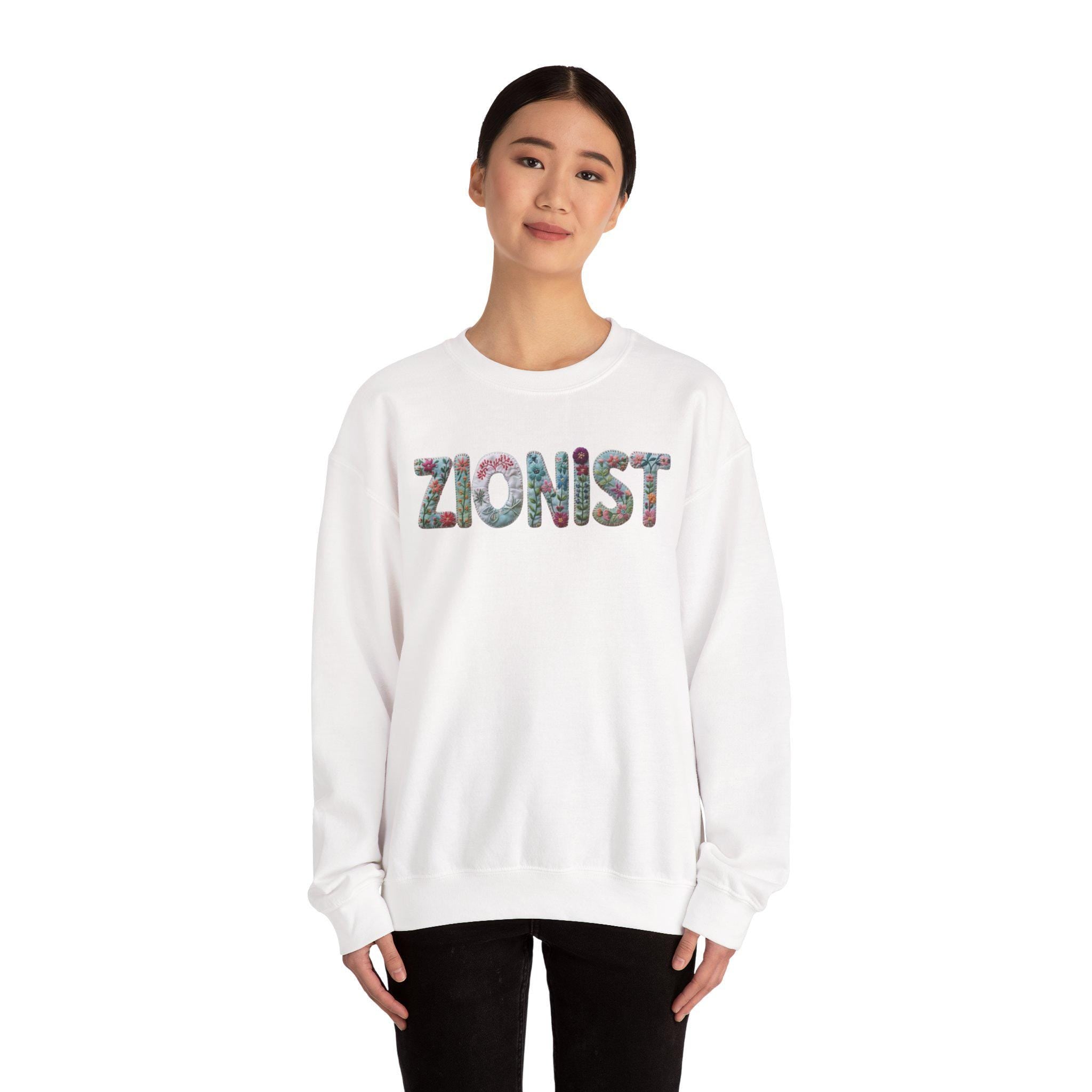 Floral Zionist Crewneck Sweatshirt, Jewish Pride Apparel
