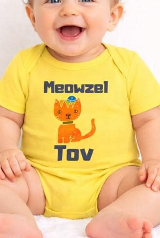 Meowzel Tov Cat Baby One Piece, Jewish Gift
