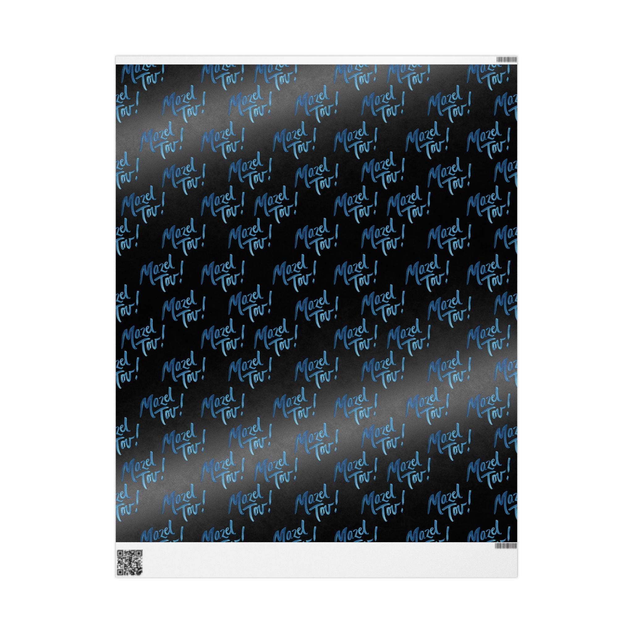 Black Mazel Tov Wrapping Paper, Modern Jewish Simcha Gift Wrap