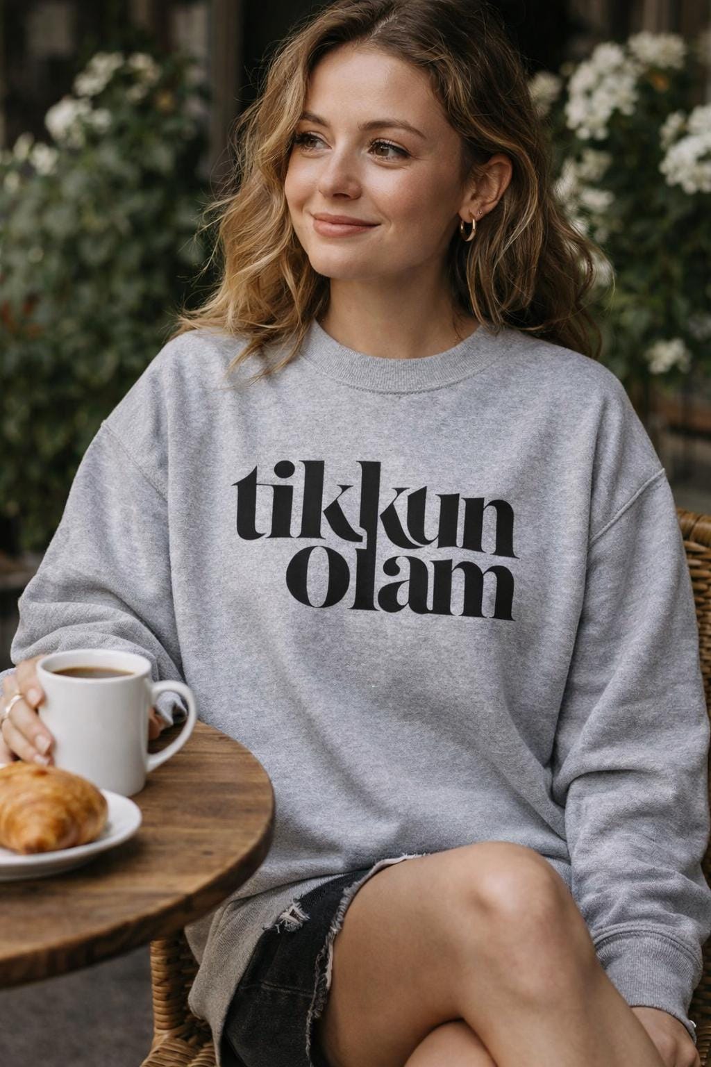 Tikkun Olam Sweatshirt Hebrew Crewneck, Jewish Social Justice Pullover Gift