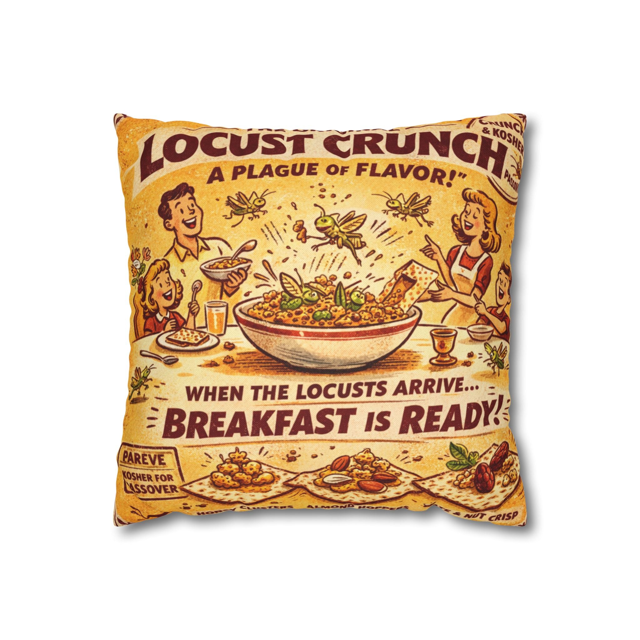 Passover Matzah plague locust Decorative Pillow Cover, Vintage Jewish Kitchen Art Cushion Case, Seder Hostess Gift, Holiday Home Decor