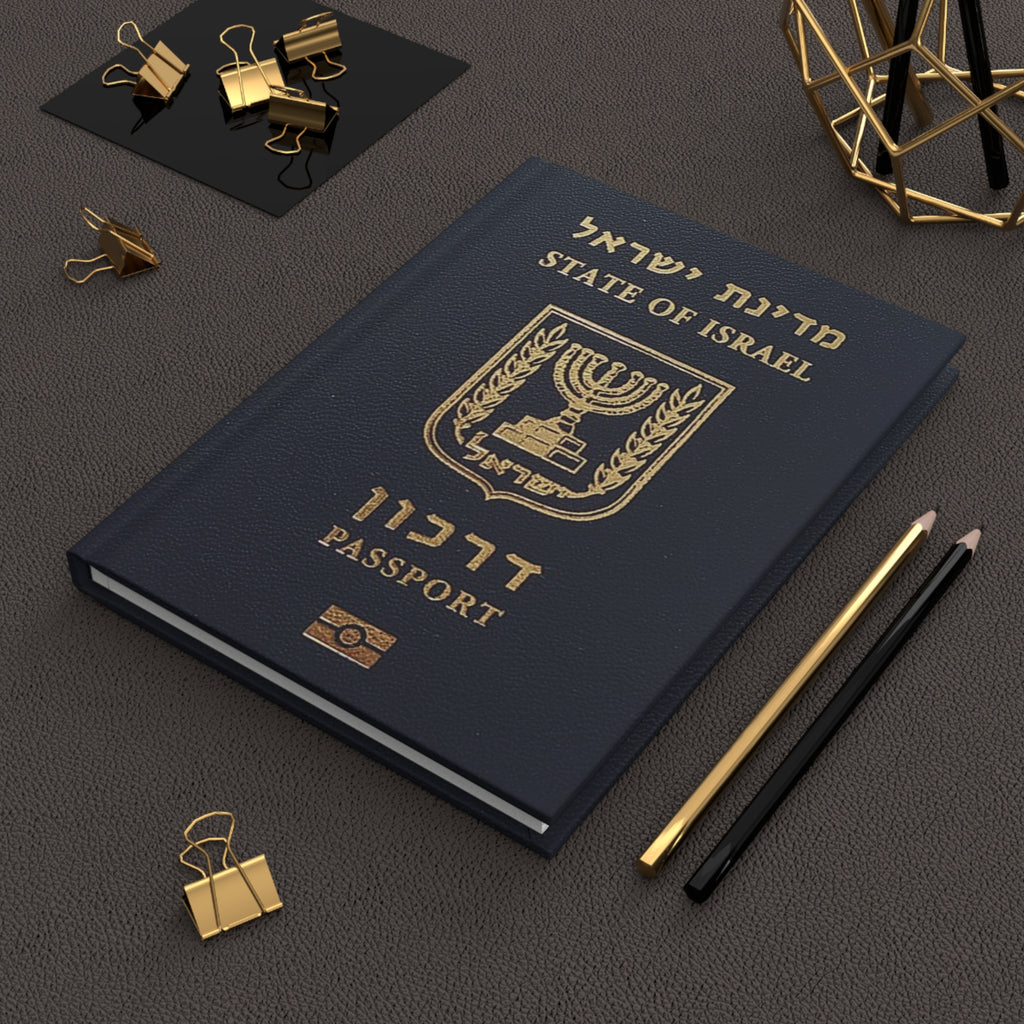 State of Israel Passport Journal Hardcover Notebook, Jewish Travel Diary with 150 Lined Pages