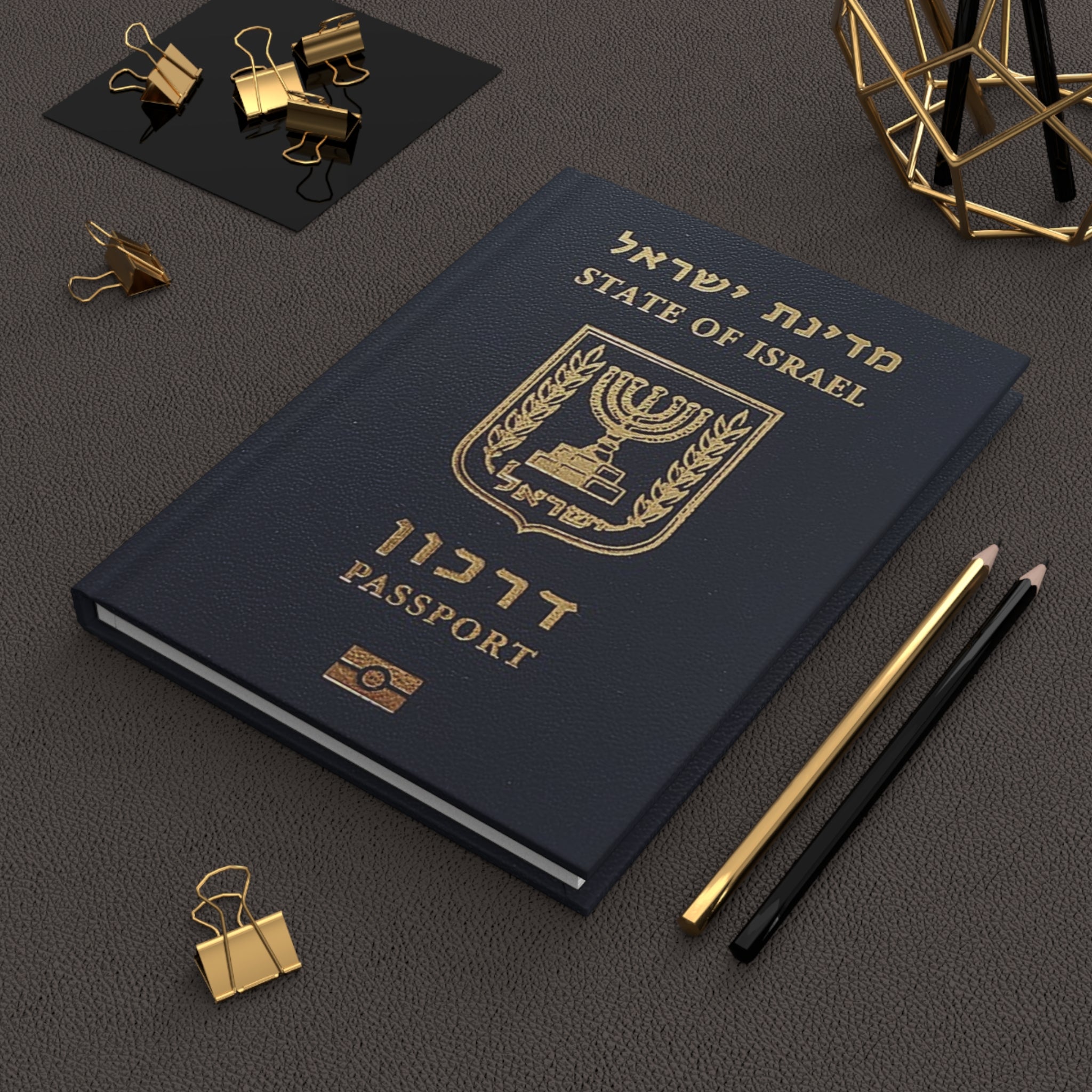 State of Israel Passport Journal Hardcover Notebook, Jewish Travel Diary with 150 Lined Pages