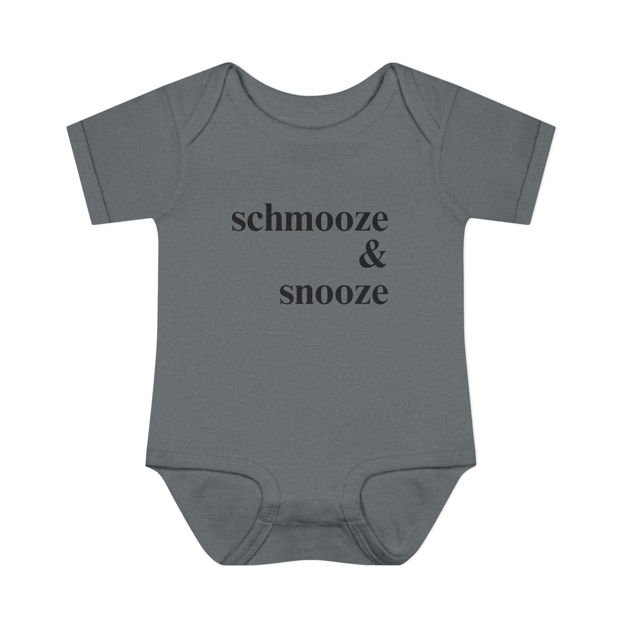 schmooze & snooze Infant Bodysuit | Minimal Script Baby Onesie