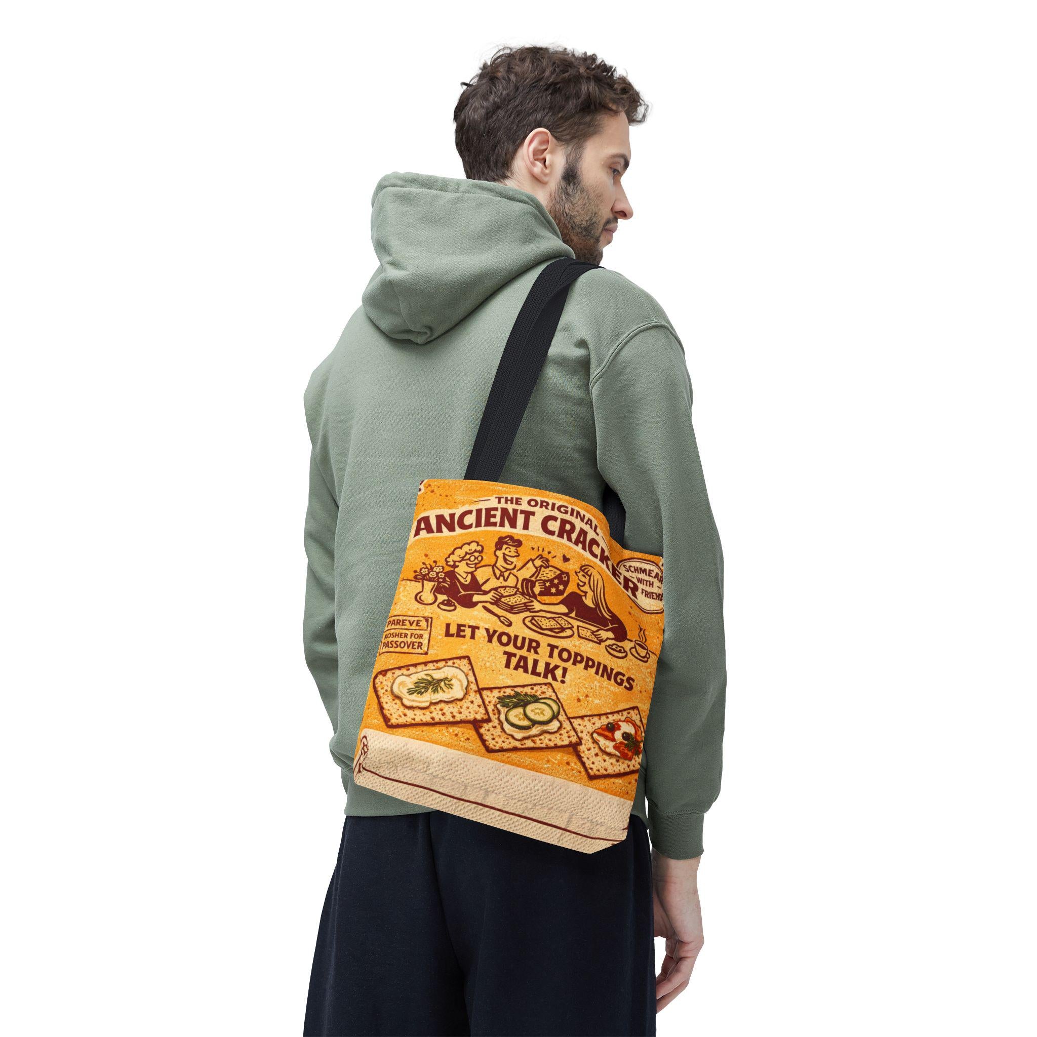 Vintage Style Matzah Tote Bag, Retro Cracker Market Grocery Bag