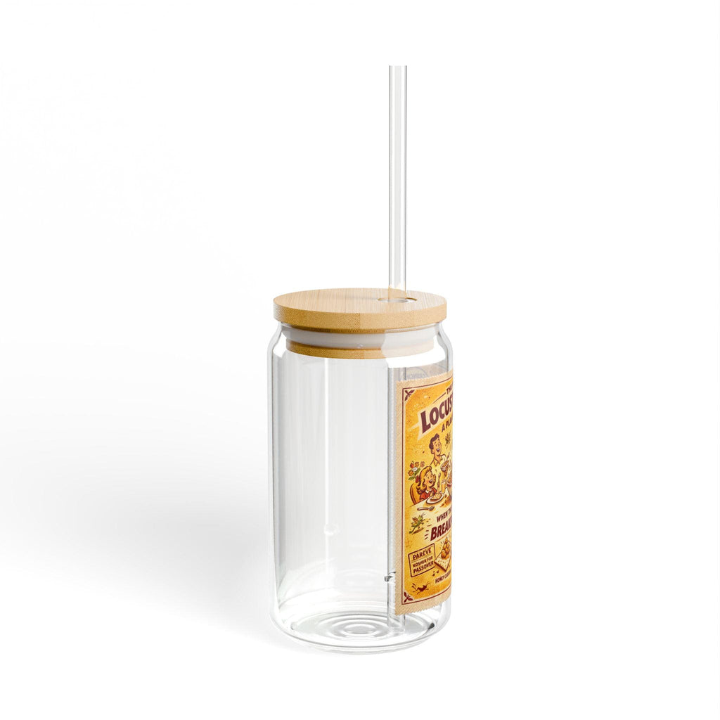Passover Matzah Sipper Glass, Vintage Ad Drinkware, Bamboo Lid Straw Cup