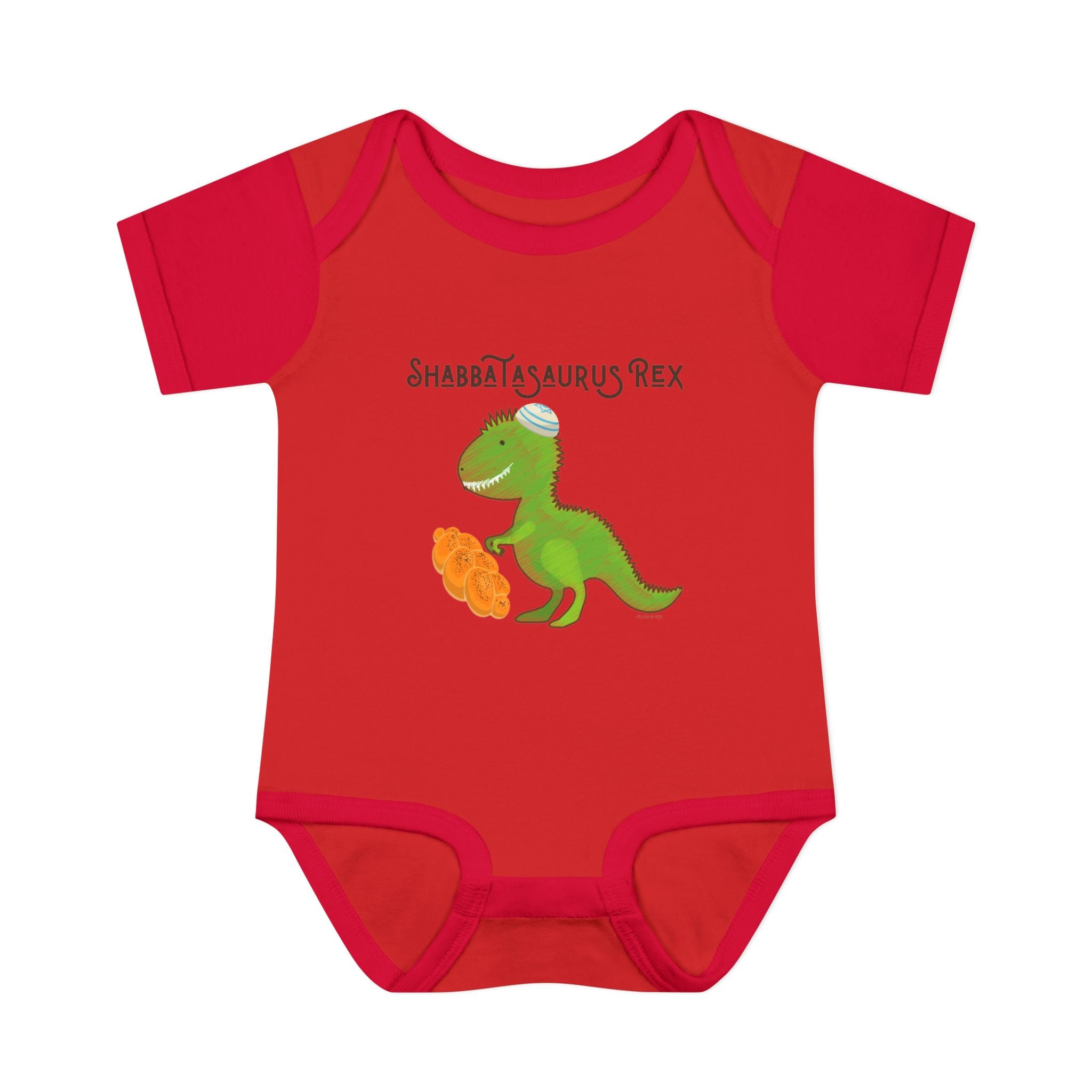 Shabbatasaurus Rex Infant Bodysuit | Dinosaur Shabbat Illustration