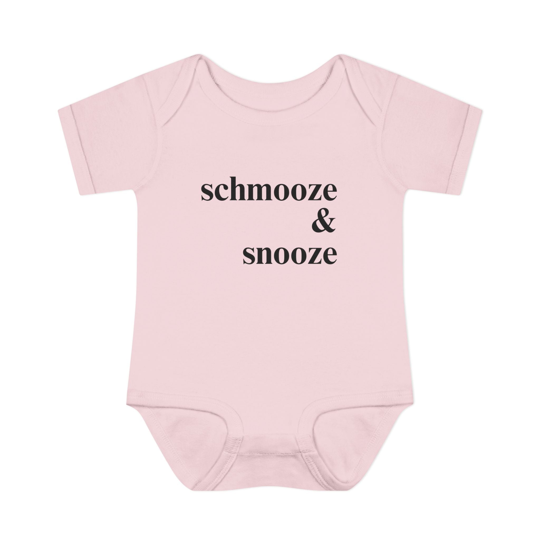schmooze & snooze Infant Bodysuit | Minimal Script Baby Onesie