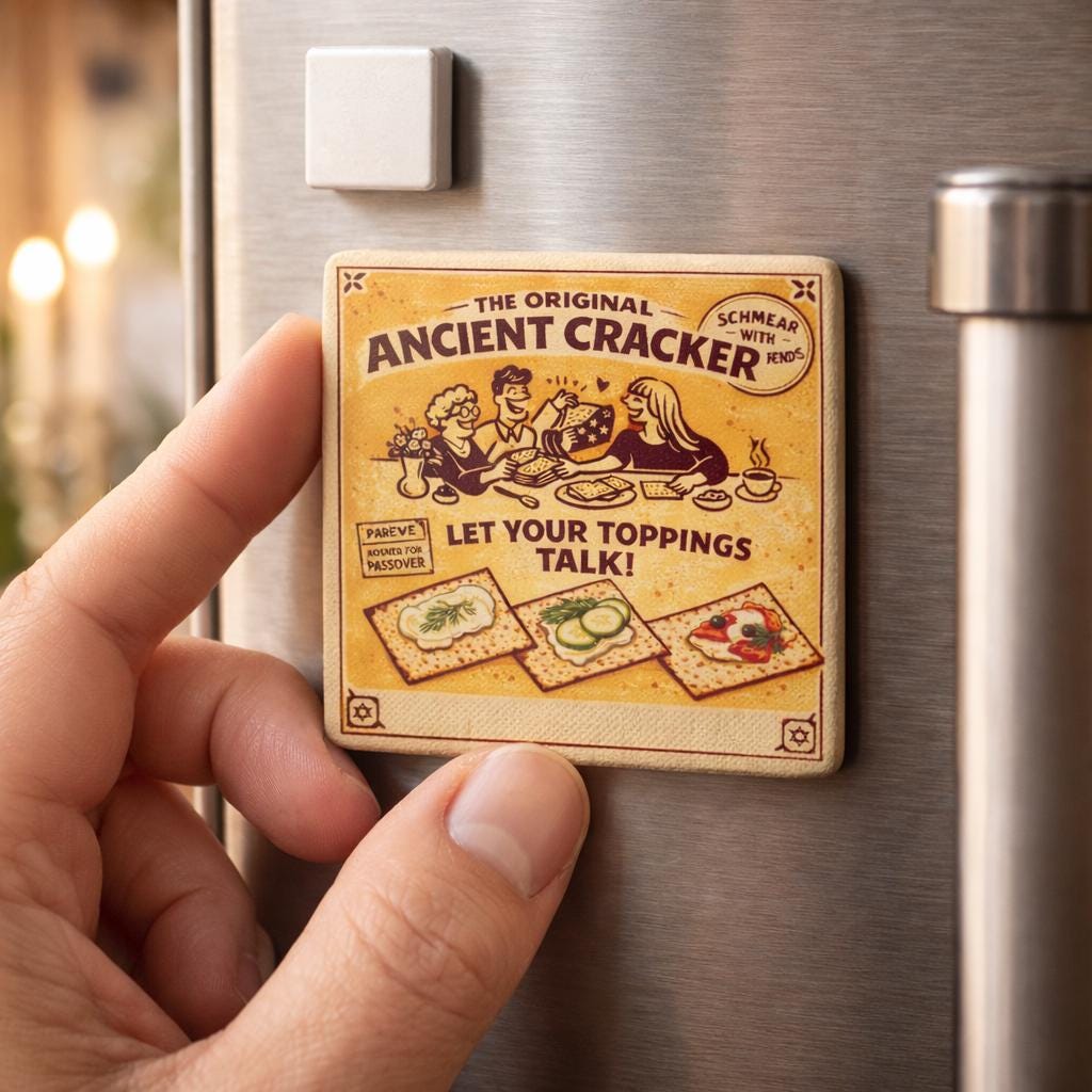 Vintage Matzah Magnet, Retro Jewish Kitchen Decor, Pesach Seder Tile