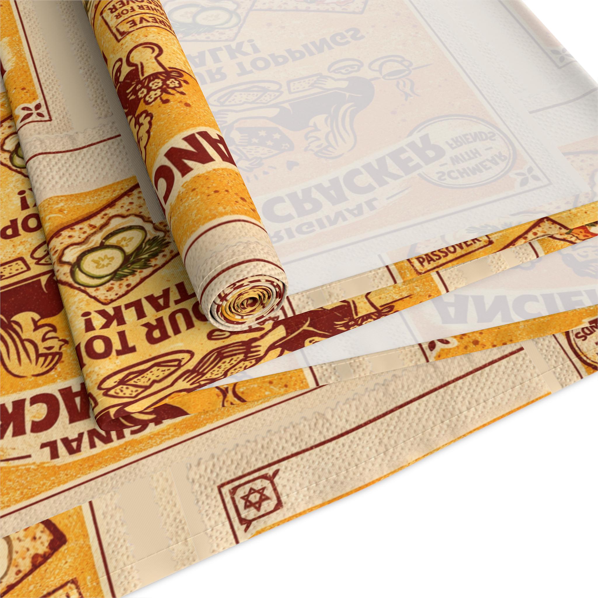 Passover Table Runner 16x90, Ancient Cracker Seder Decor, Vintage Matzah Design, Jewish Hostess Gift