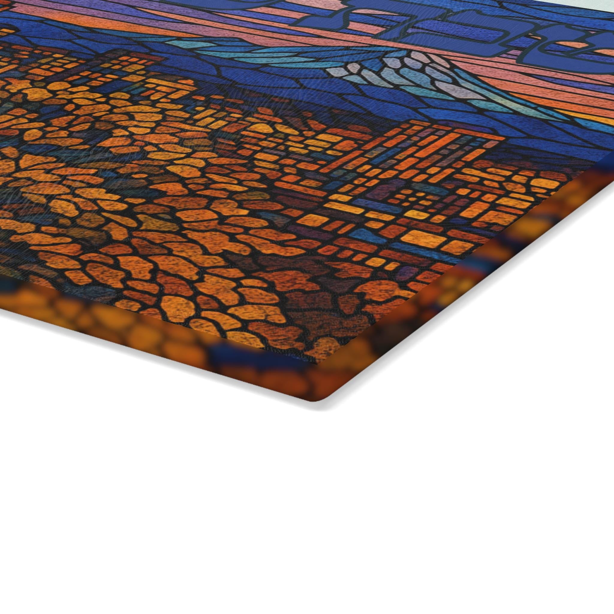 Seattle Skyline Challah Board, Stained Glass Shabbat Plate, Space Needle Judaica (11x15)