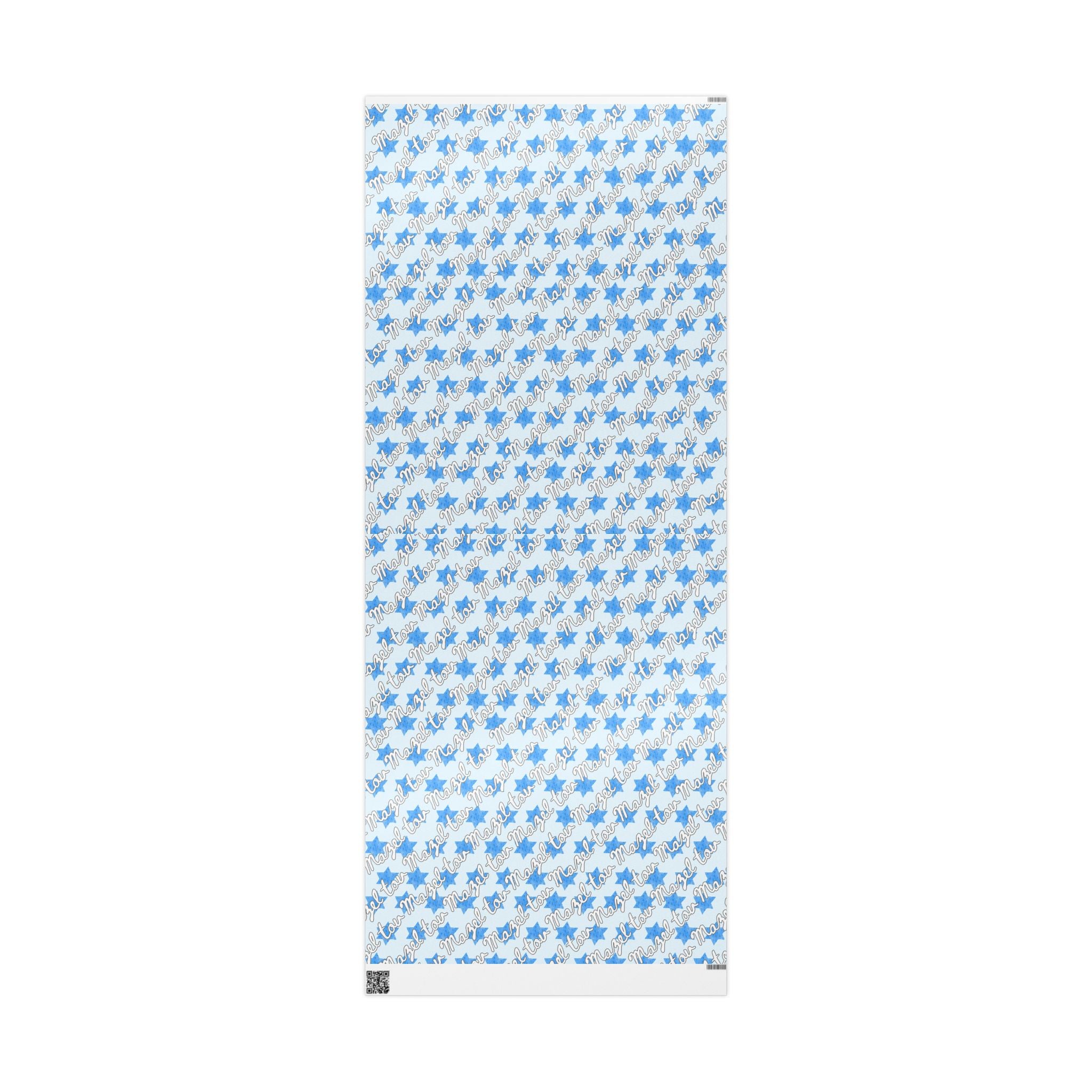Mazel Tov Wrapping Paper Blue Star of David Gift Wrap, Jewish Bar Mitzvah Baby Naming Celebration Paper