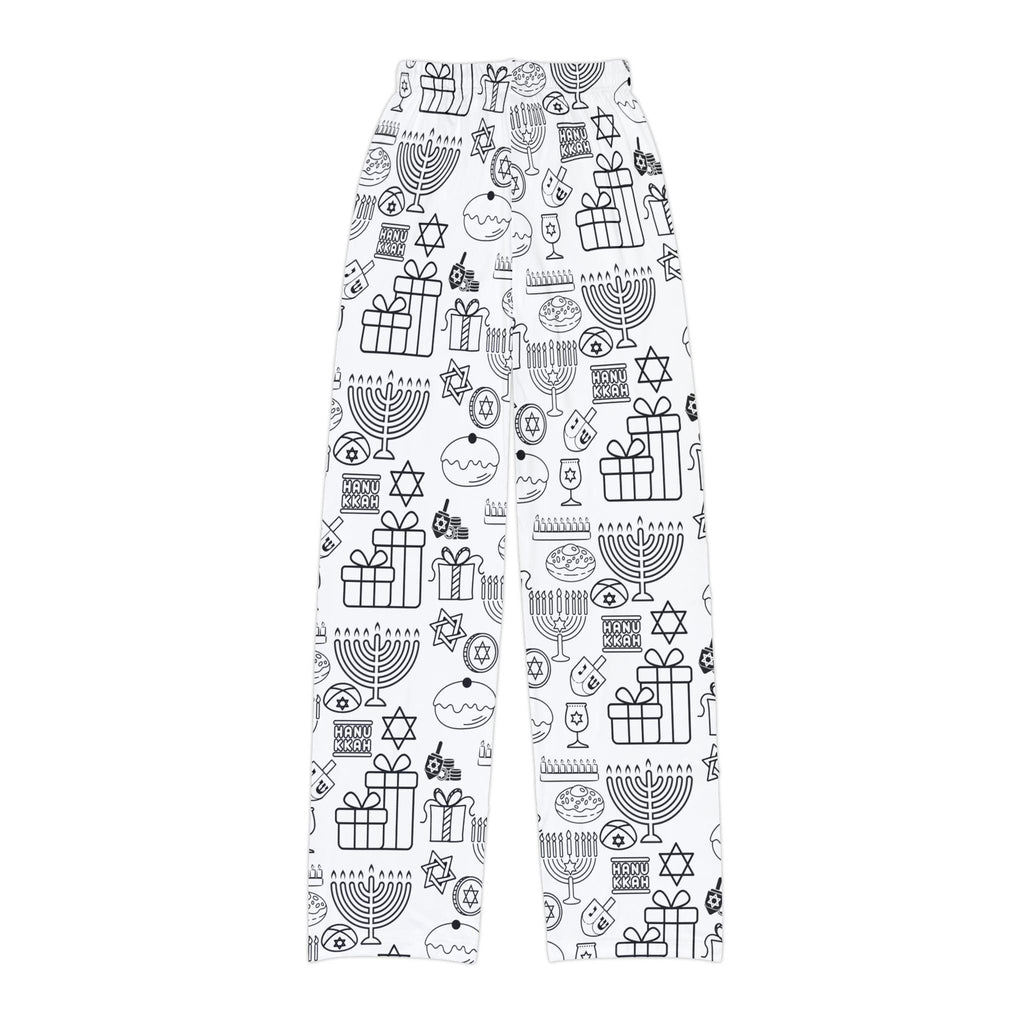 Kids Color Your Own Hanukkah Pajama Pants, Dreidel Coloring Sleepwear (100% Polyester)