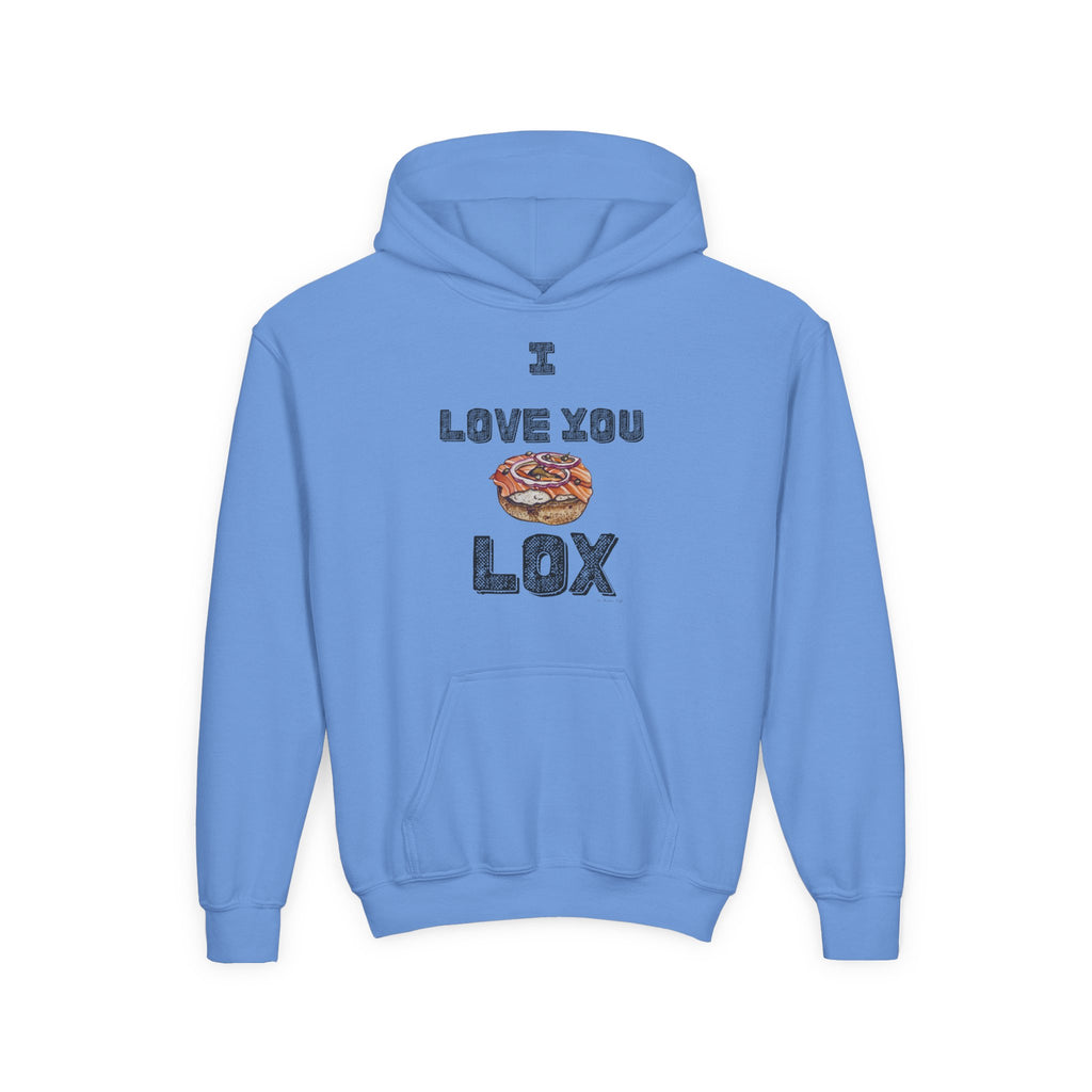 I Love You Lox Youth Hoodie Funny Jewish Food Sweatshirt, Hanukkah Gift for Kids and Bagel Lovers