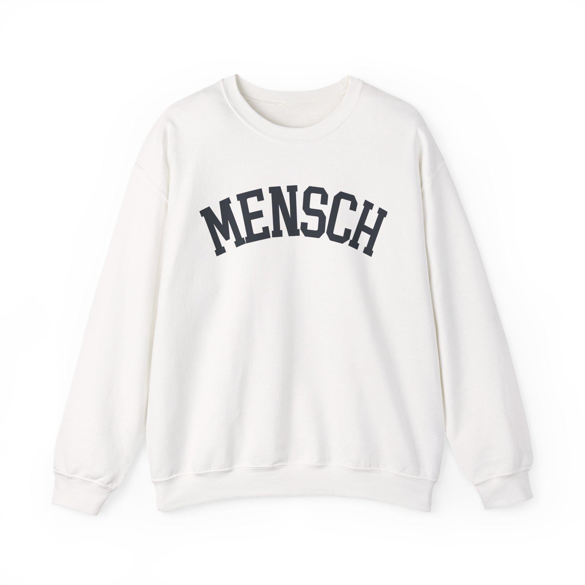 Mensch Sweatshirt Yiddish Collegiate Crewneck, Jewish Kindness Pullover Gift