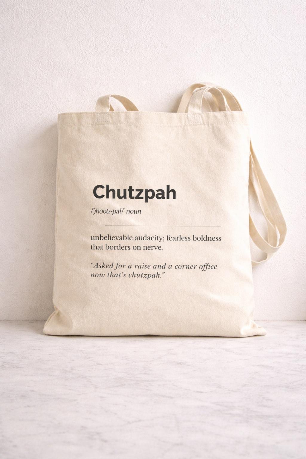 Chutzpah Definition Tote Bag, Yiddish Canvas Market Bag, Jewish Humor Gift