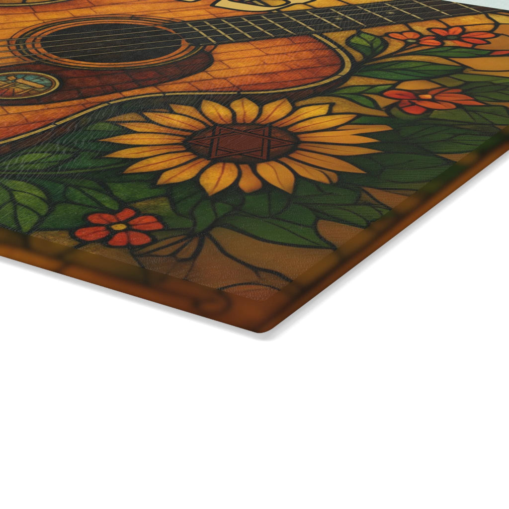 Tennessee Challah Board Stained Glass Shabbat Tray, 15x11 Guitar Judaica, Southern Jewish Wedding Gift
