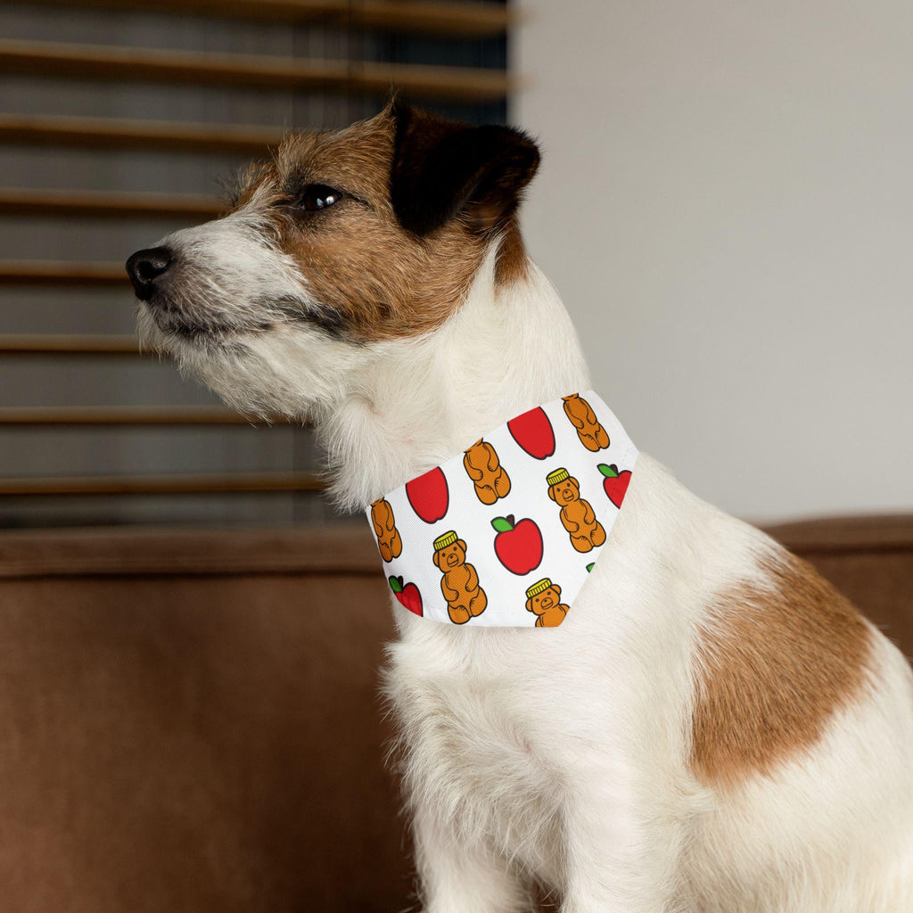 Rosh Hashanah Dog Bandana, Apple & Honey Print, Jewish Holiday Pet Scarf