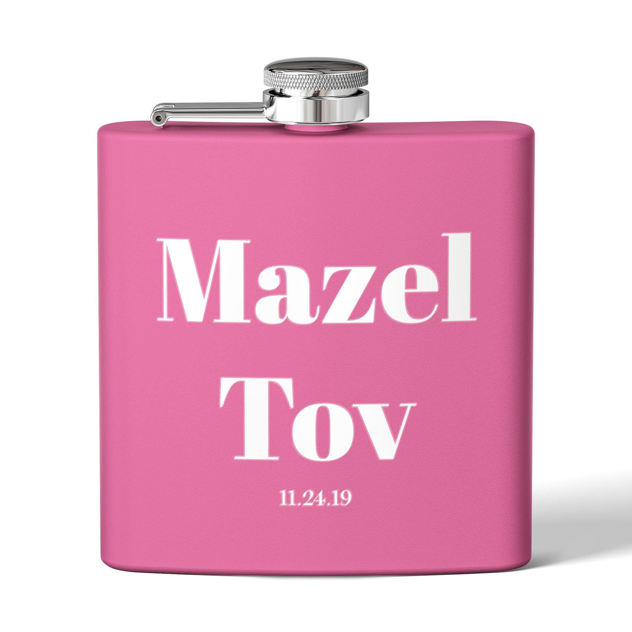 Mazel Tov Flask | Personalized Stainless Steel Jewish Wedding Gift