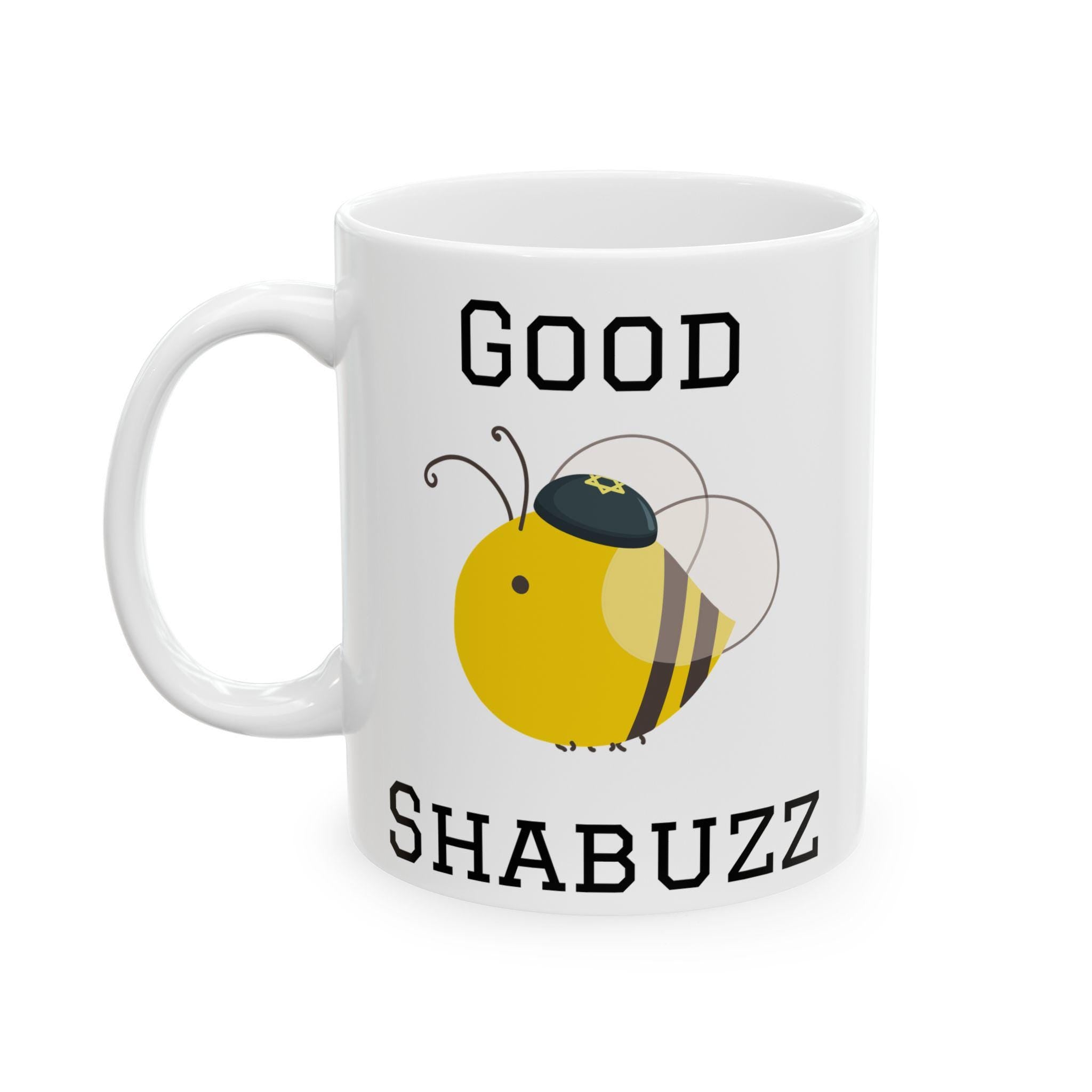Good Shabuzz Bumble Bee Ceramic Mug, Funny Jewish Coffee Cup, Passover Seder Gift