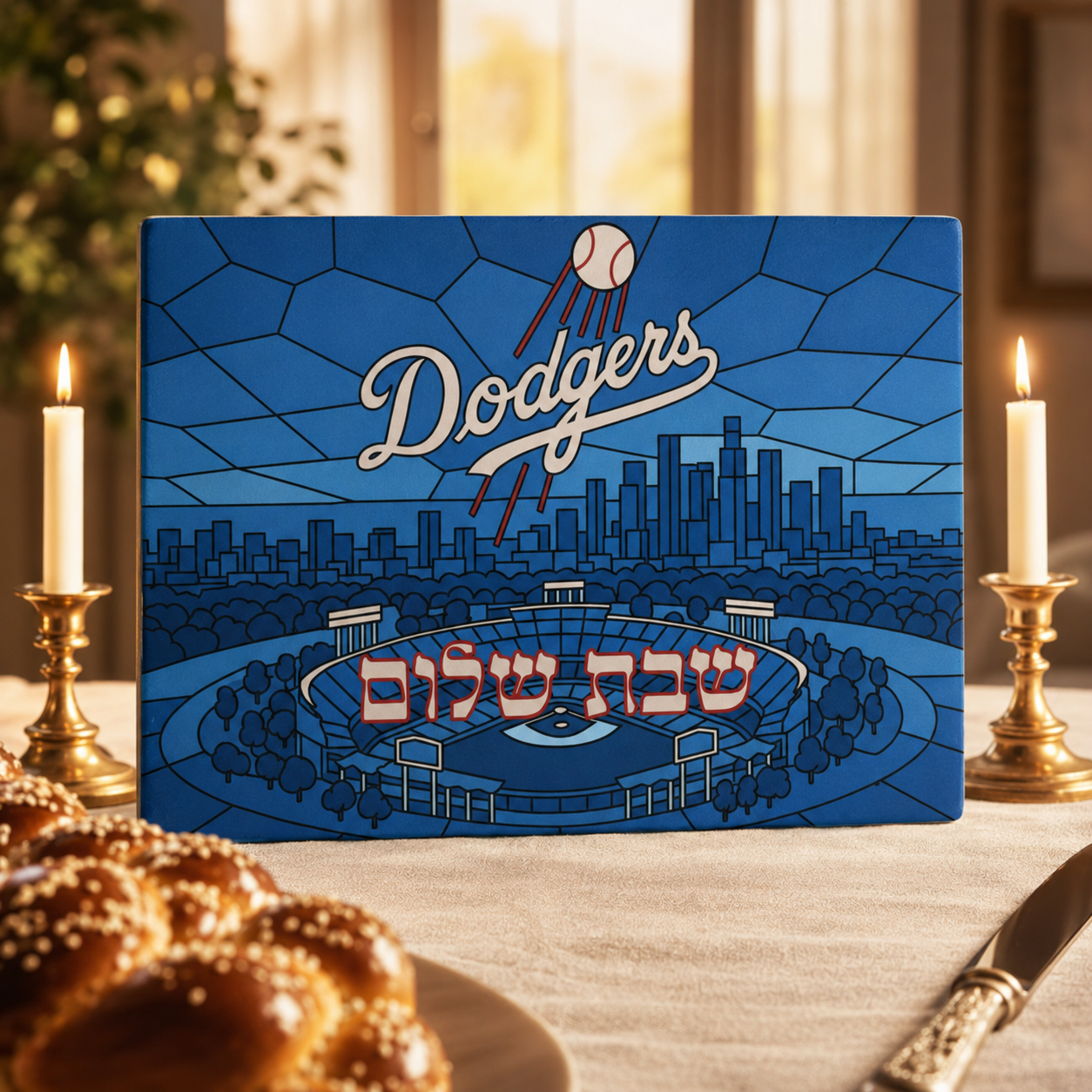 Los Angeles Dodgers Challah Board, Dodger Stadium Judaica Tray, Baseball Fan Gift