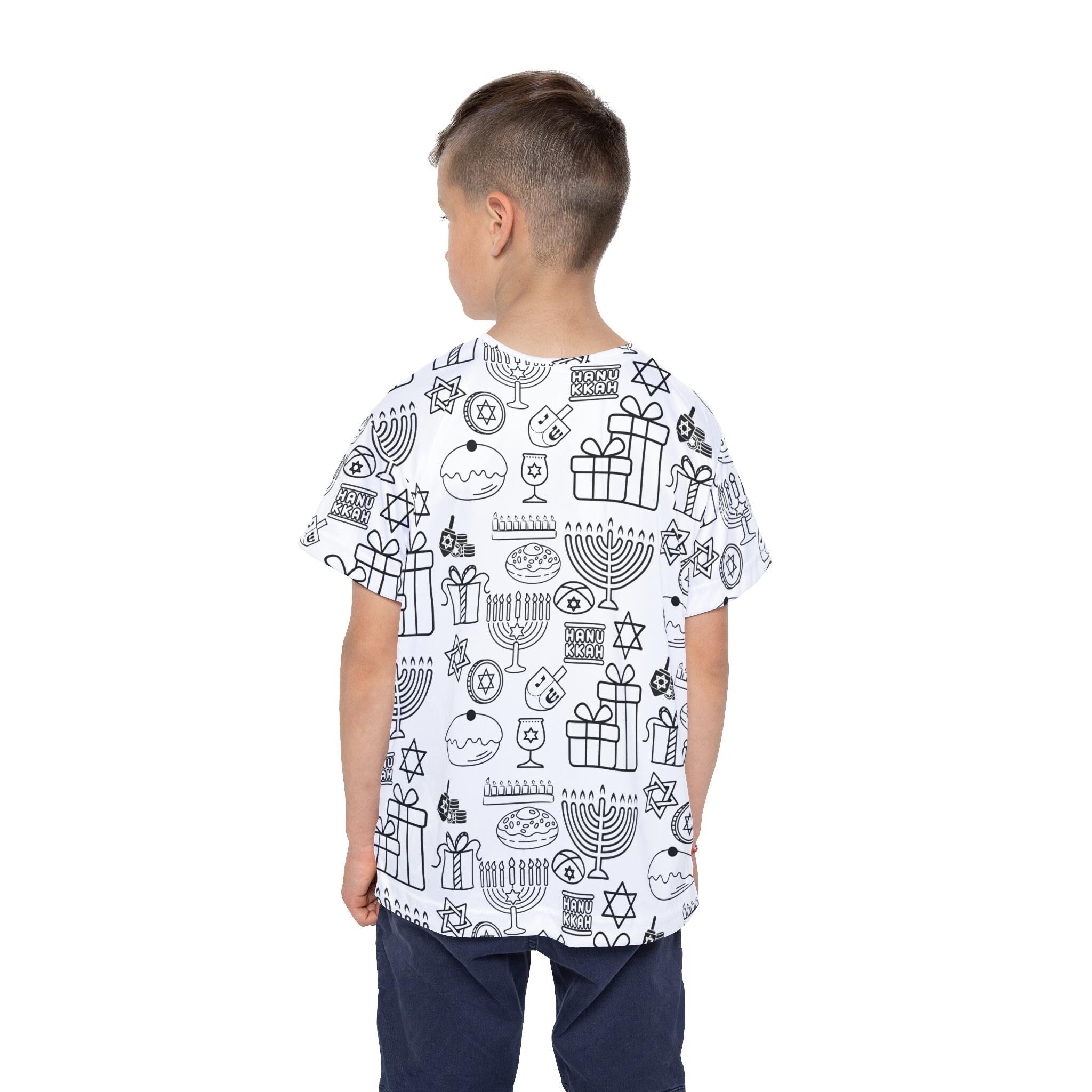 Color Your Own Hanukkah Pajama Pants, Kids Menorah Dreidel Lounge Pants