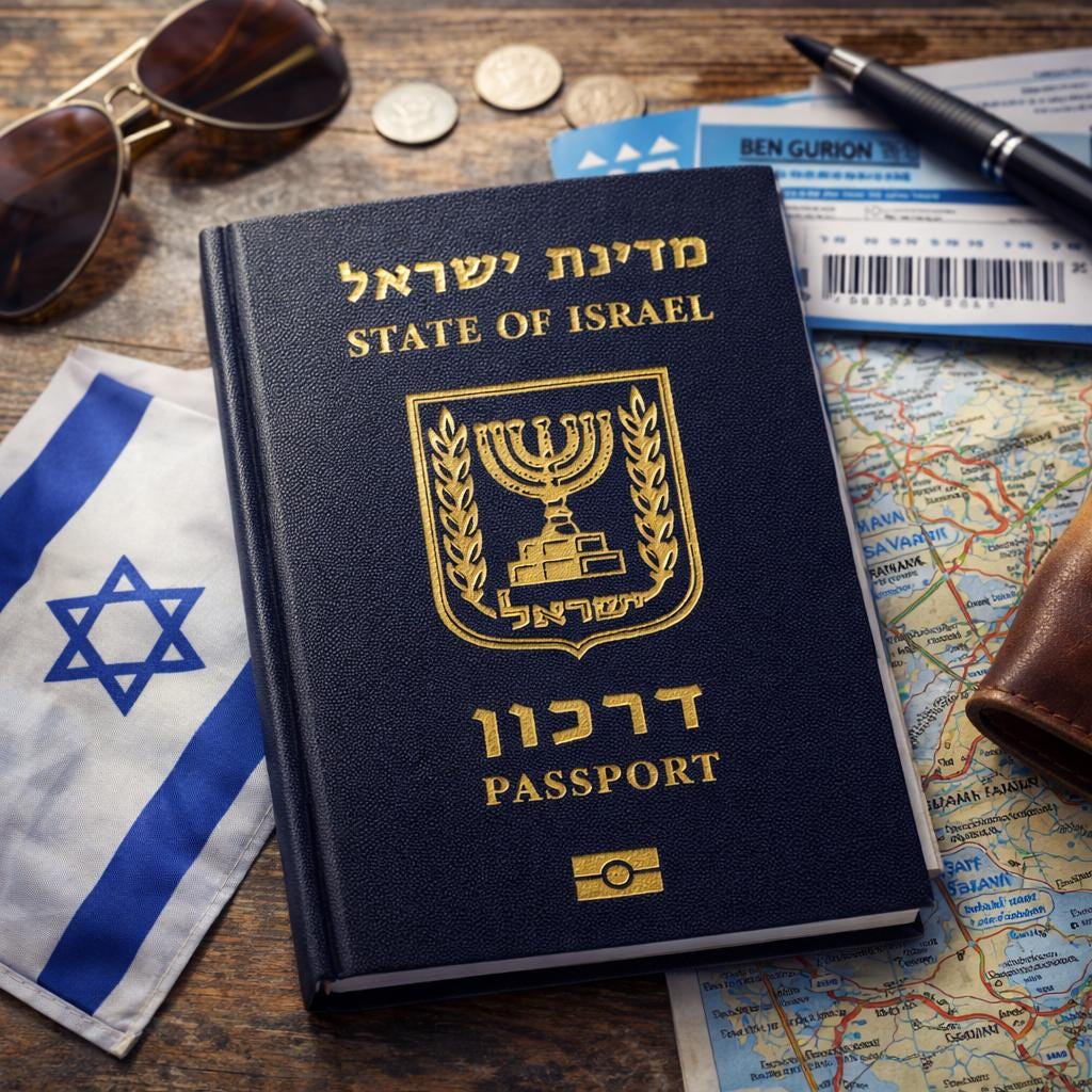 State of Israel Passport Journal Hardcover Notebook, Jewish Travel Diary with 150 Lined Pages