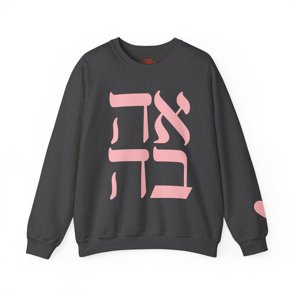 Embroidered Ahava Sweatshirt | Hebrew Love Crewneck, Jewish Gift