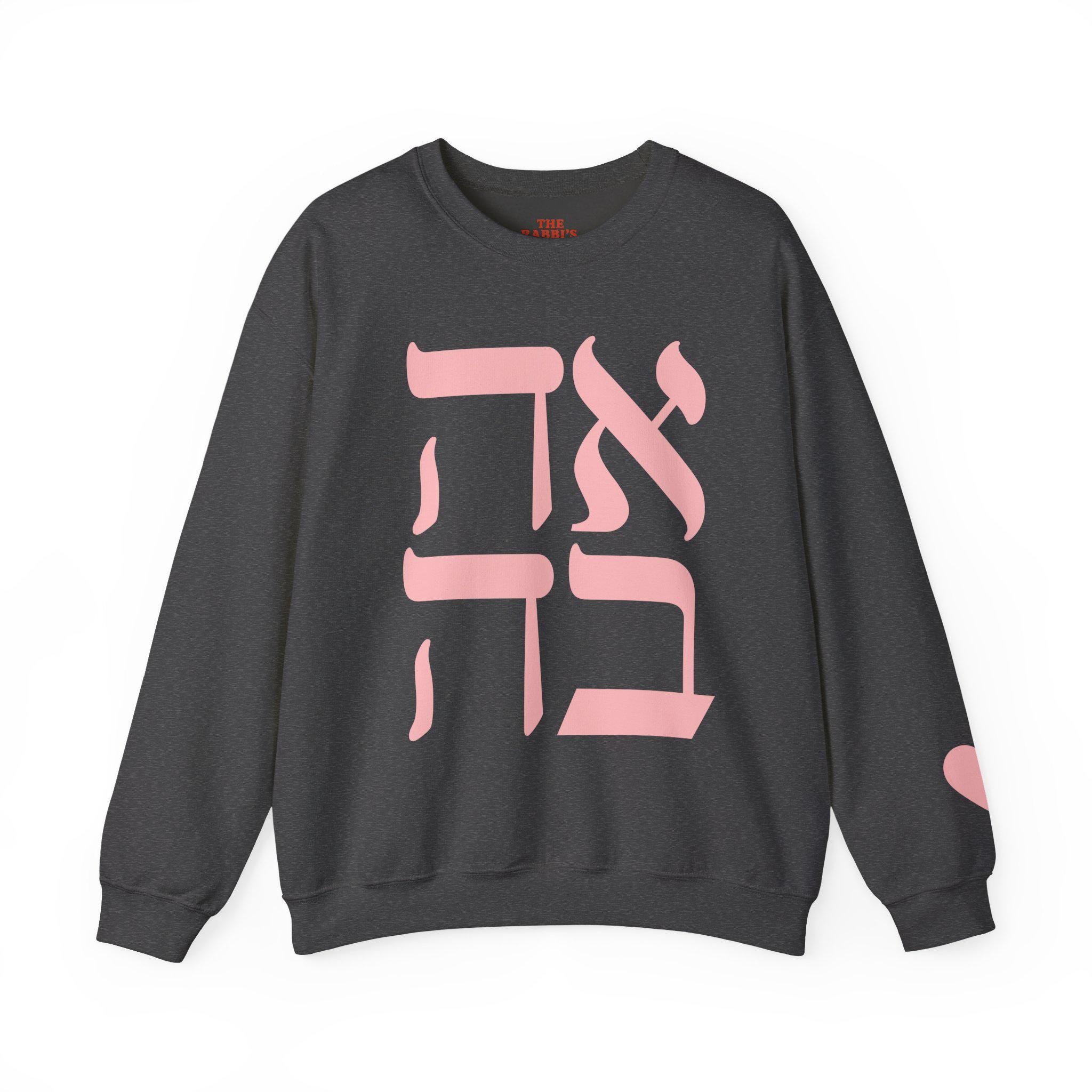 Embroidered Ahava Sweatshirt | Hebrew Love Crewneck, Jewish Gift