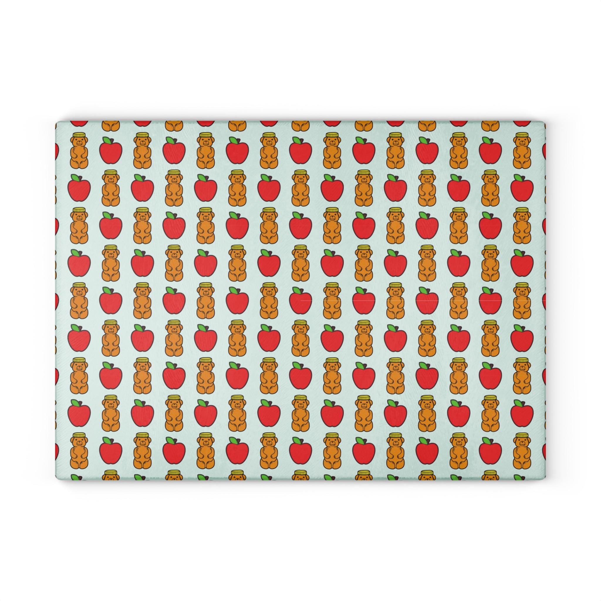 Glass Challah Board, Apples and Honey Design, Jewish Holiday Serving Plate