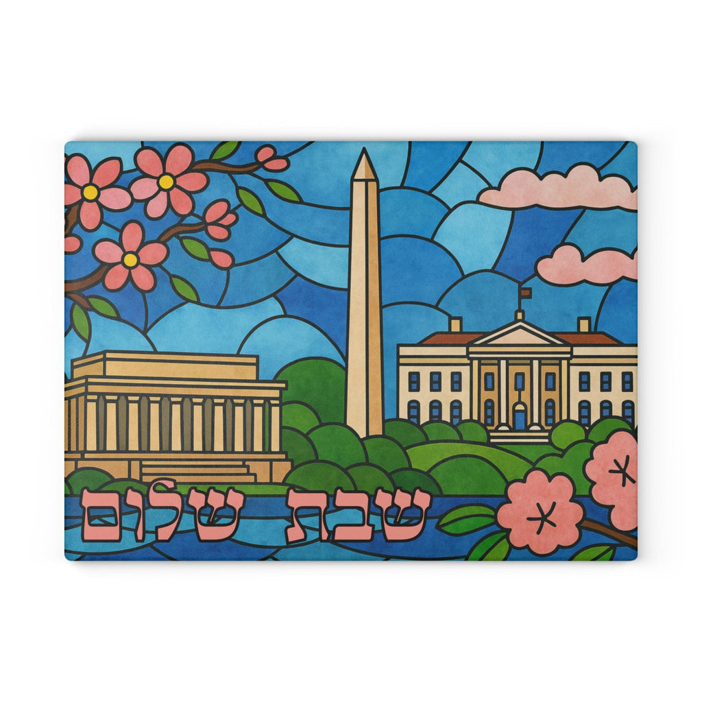 Washington DC Challah Board, Stained Glass Shabbat Tray, Cherry Blossoms Monuments