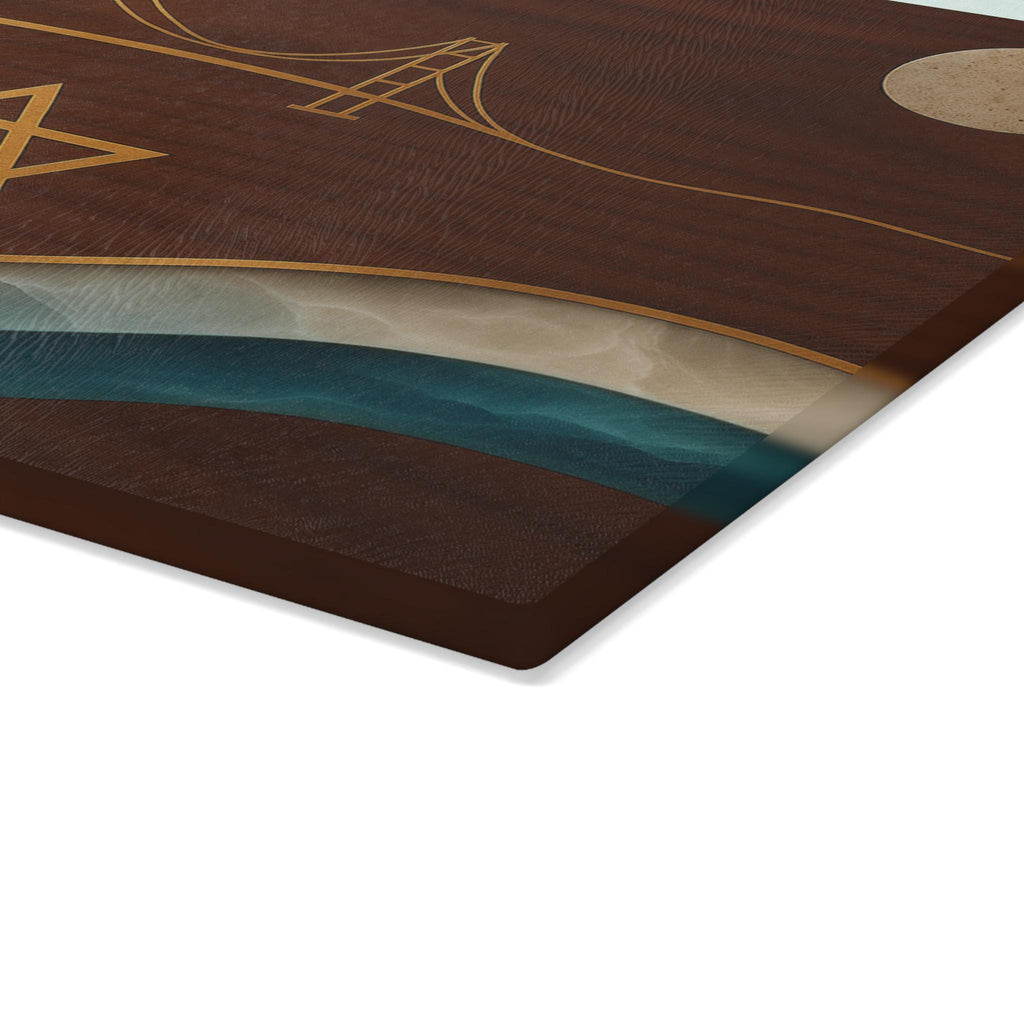 San Francisco Challah Board, Wood Look Shabbat Plate, Golden Gate Bridge Judaica