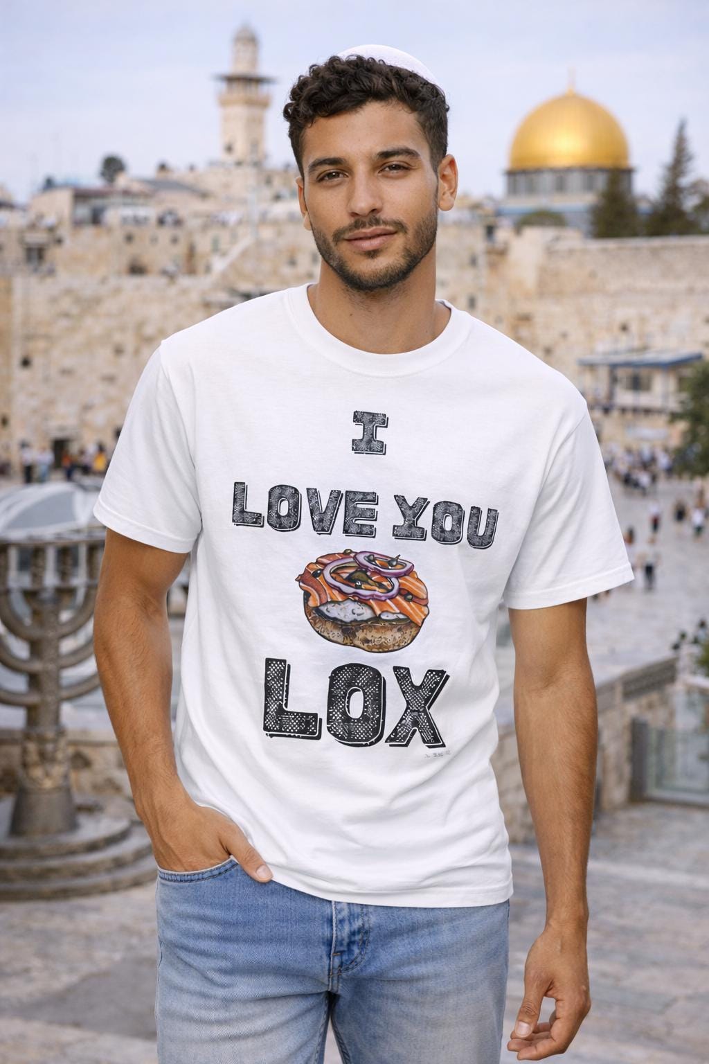 I Love You Lox Bagel Shirt, Funny Jewish Foodie Tee, Unisex Garment Dyed Cotton