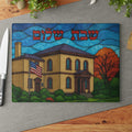 Rhode Island Stained Glass Challah Board, Touro Synagogue Judaica, Autumn Shabbat Tray