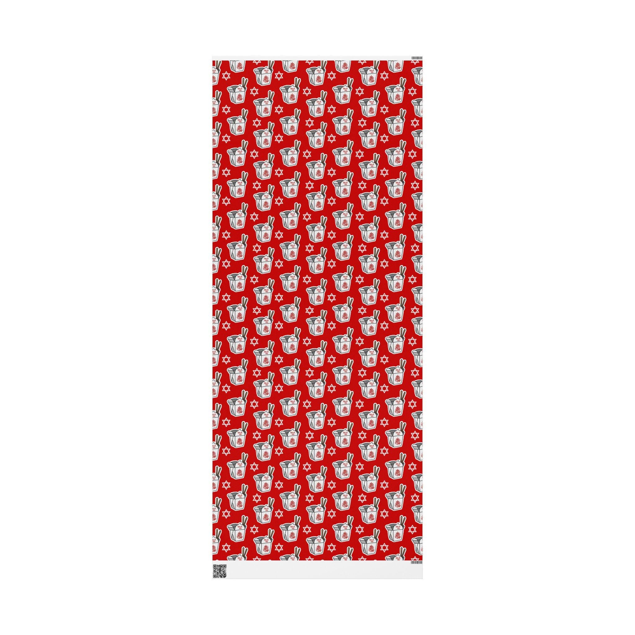 Funny Jewish Christmas Wrapping Paper, Chinese Food & Star of David Design