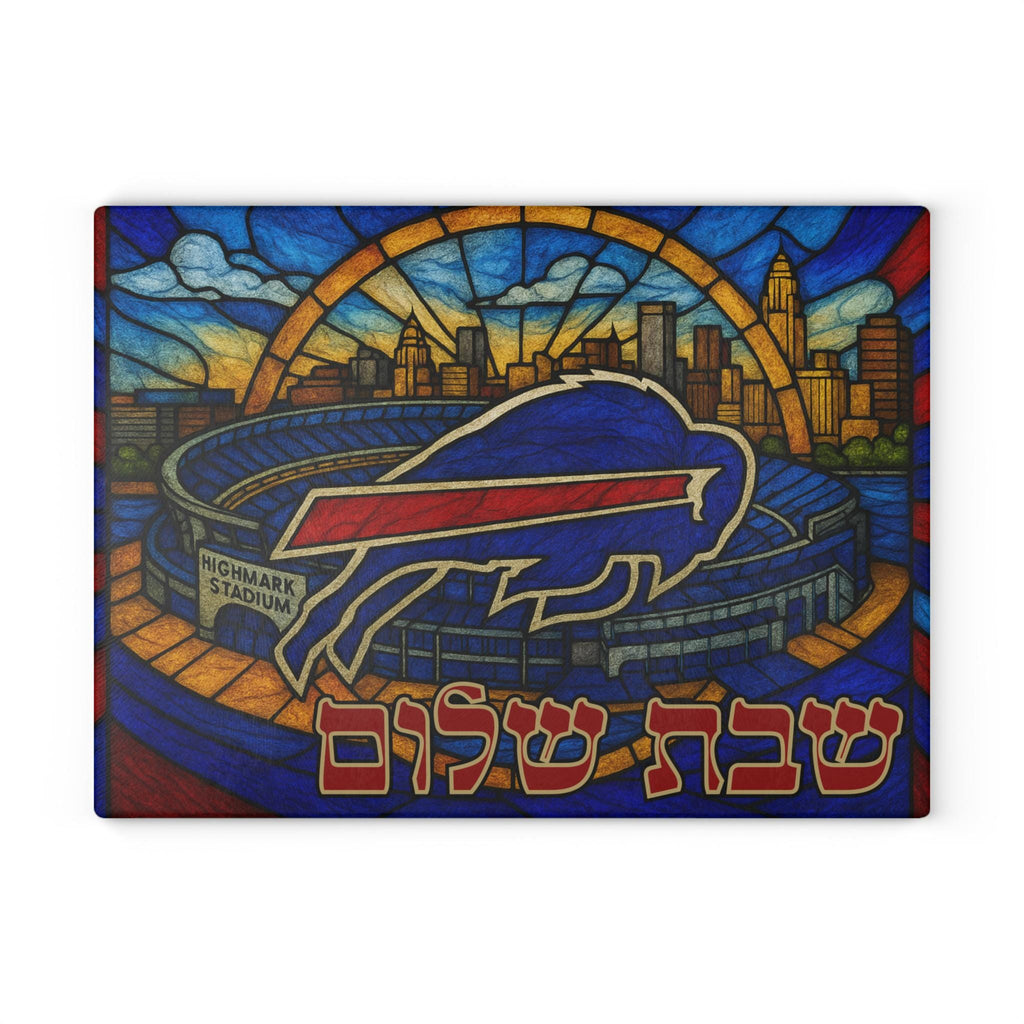 Buffalo Bills Challah Board, Tempered Glass Shabbat Tray, Stadium Skyline Judaica