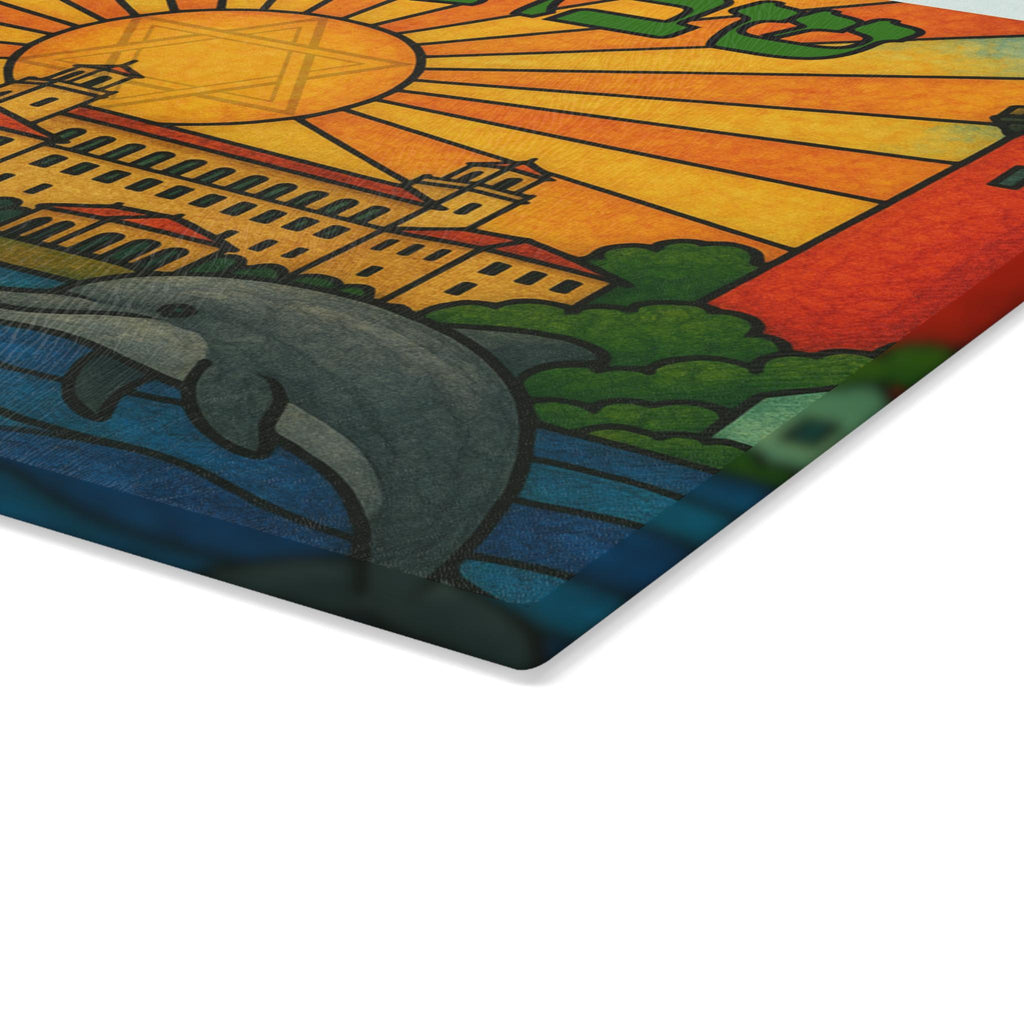 Florida Challah Board, Palm Tree Orange Design, Jewish Judaica Gift
