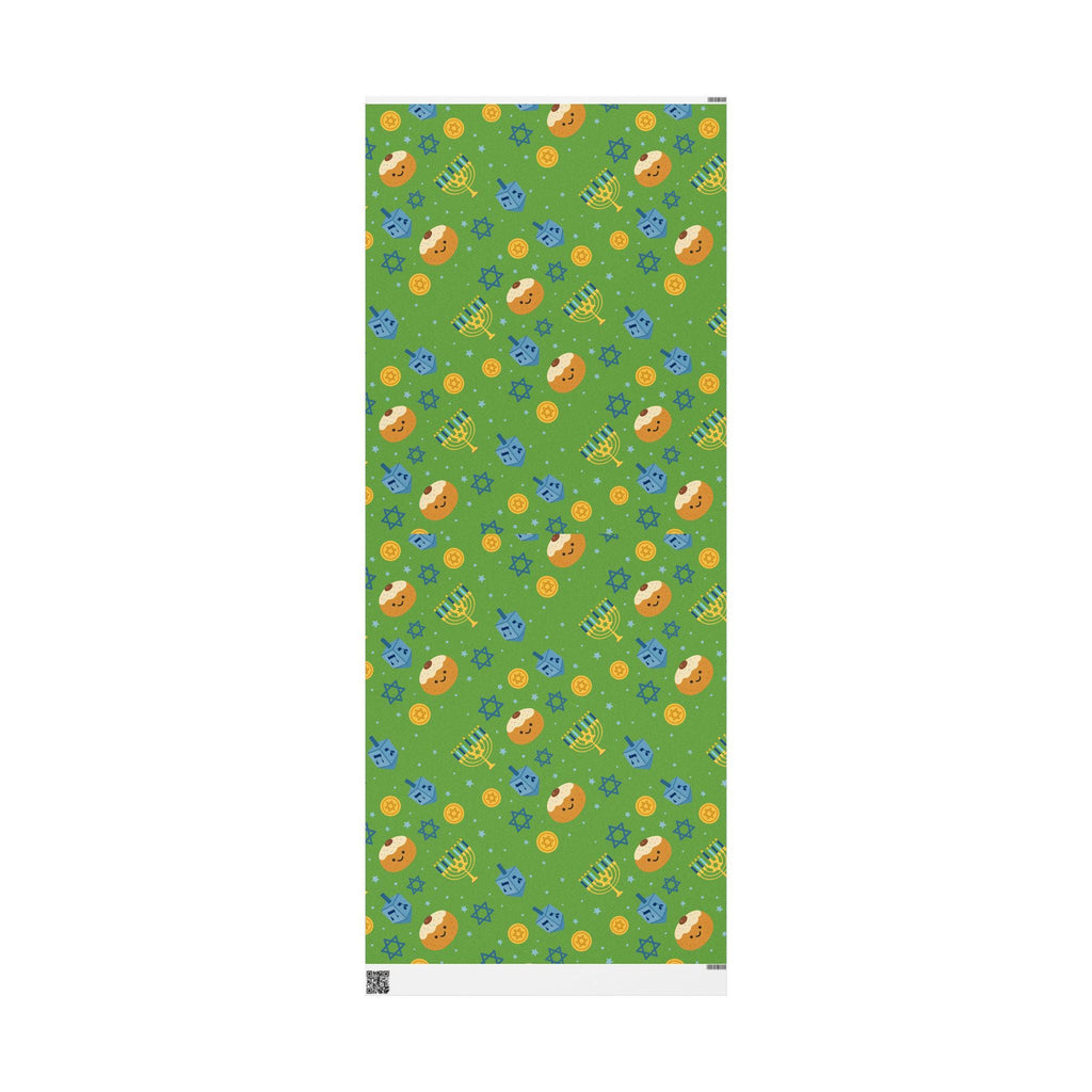 Green Hanukkah Wrapping Paper, Modern Judaica Gift Wrap, Fine Art Paper