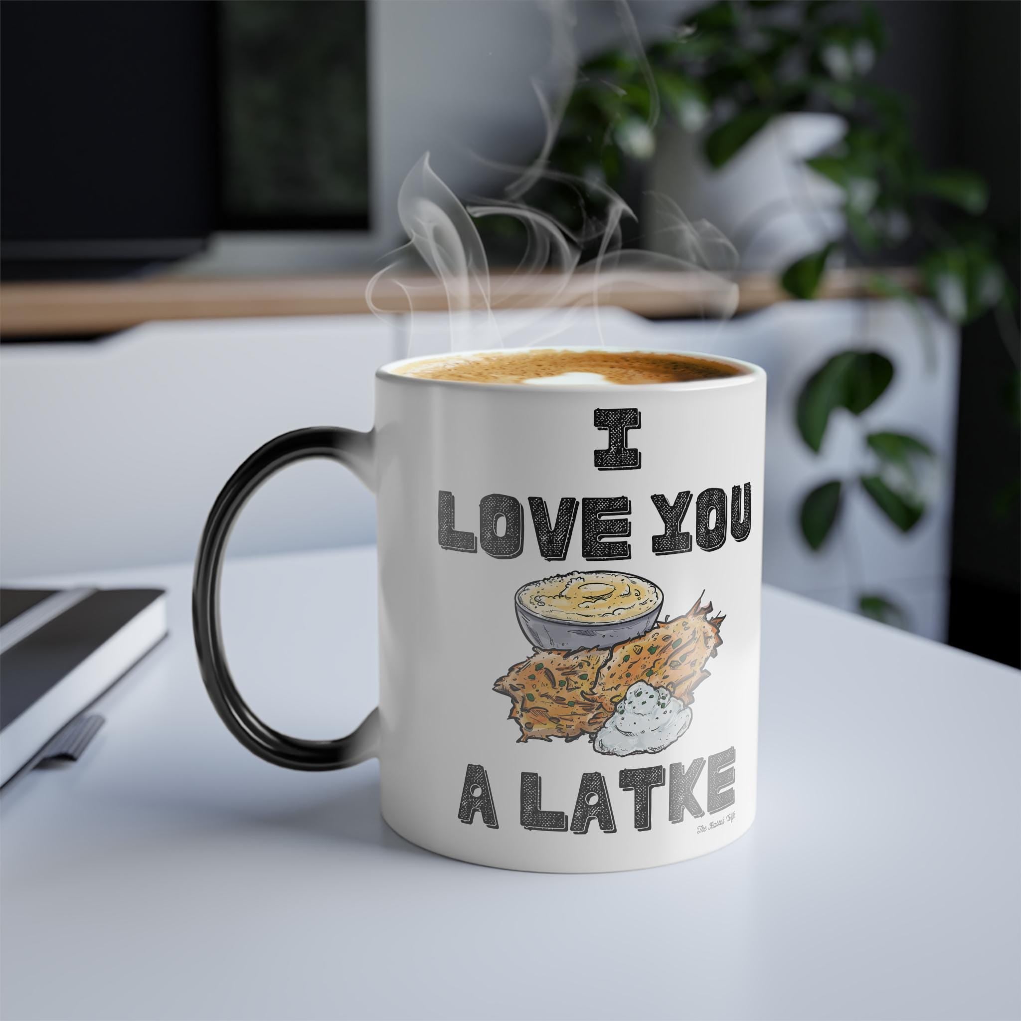 I Love You a Latke Mug, Funny Hanukkah Color Changing Coffee Cup